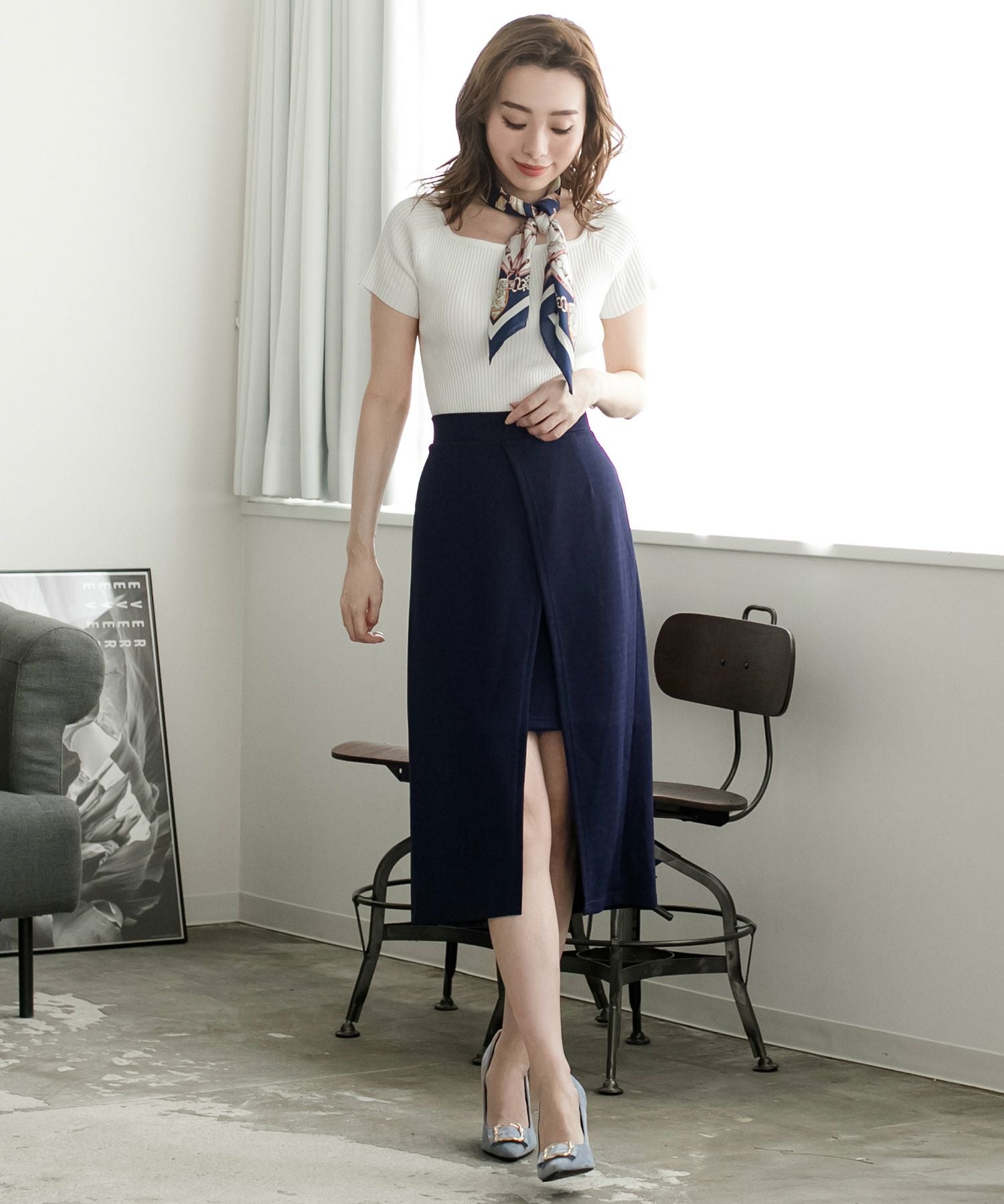 袖丈が選べるスクエアネックニット JB510595