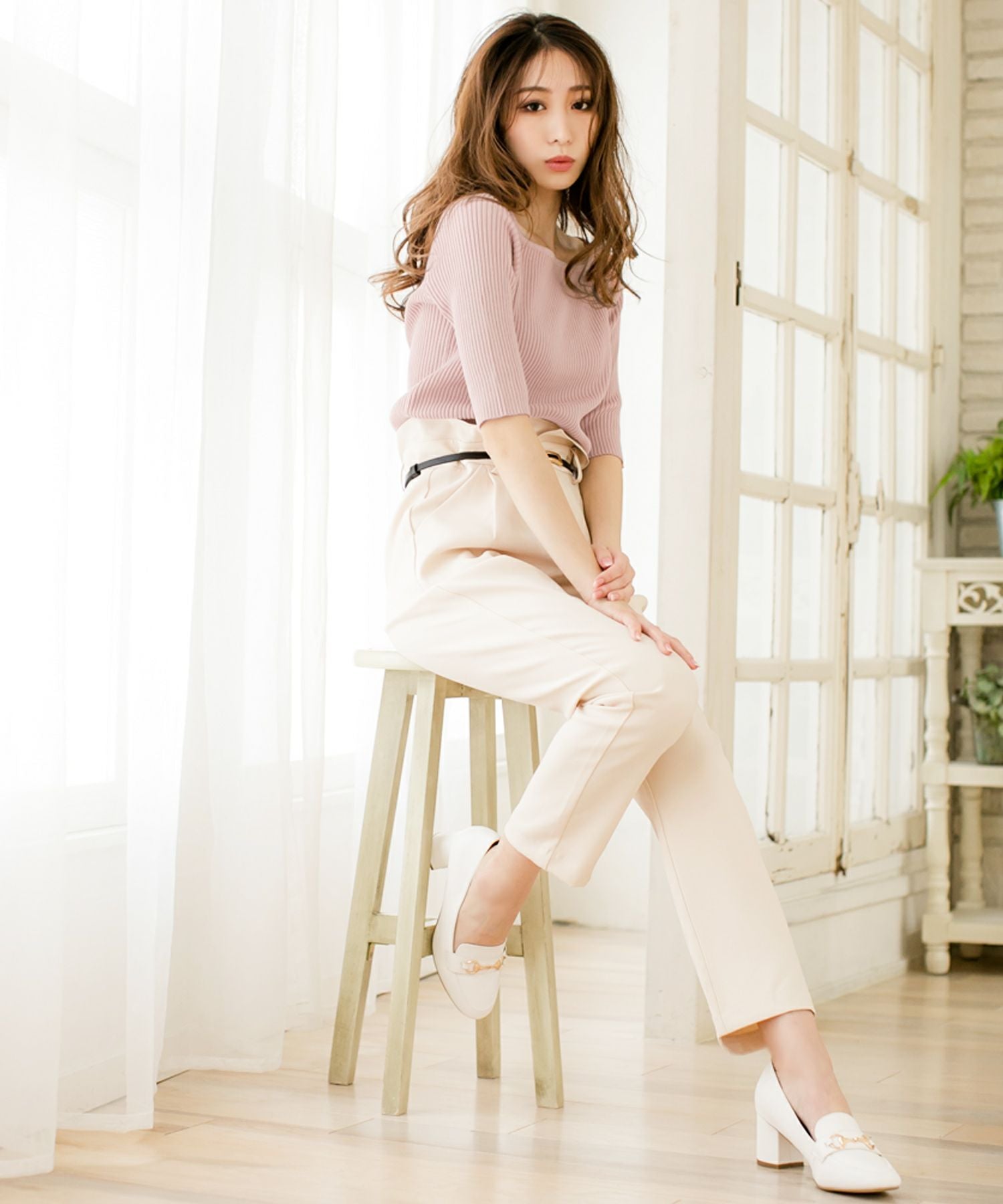 袖丈が選べるスクエアネックニット JB510595