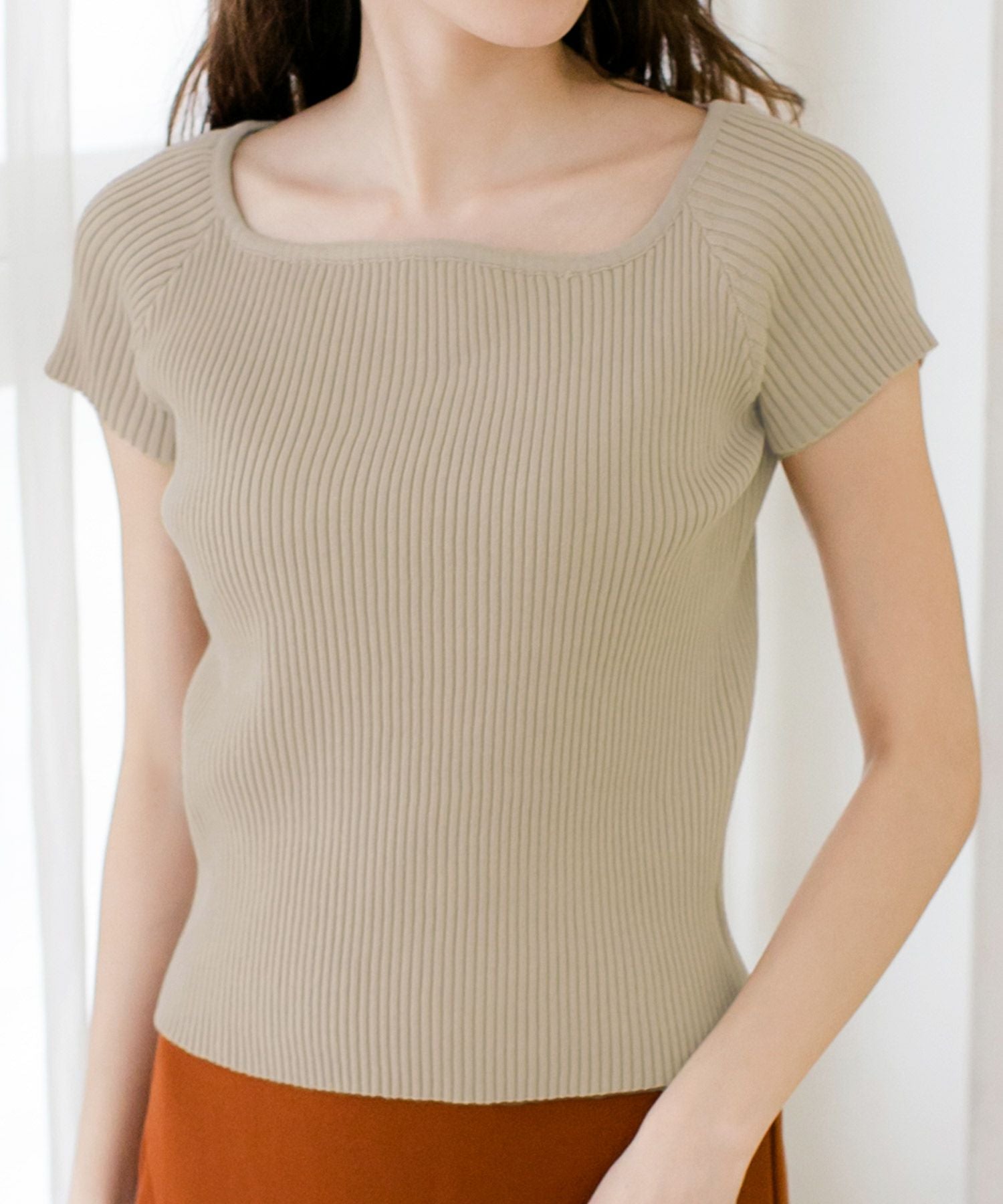 袖丈が選べるスクエアネックニット JB510595