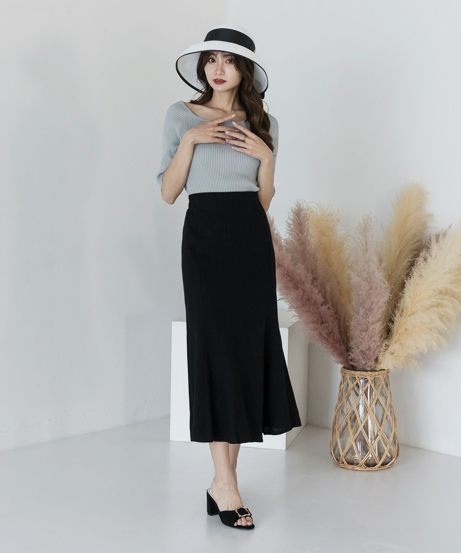 袖丈が選べるスクエアネックニット JB510595