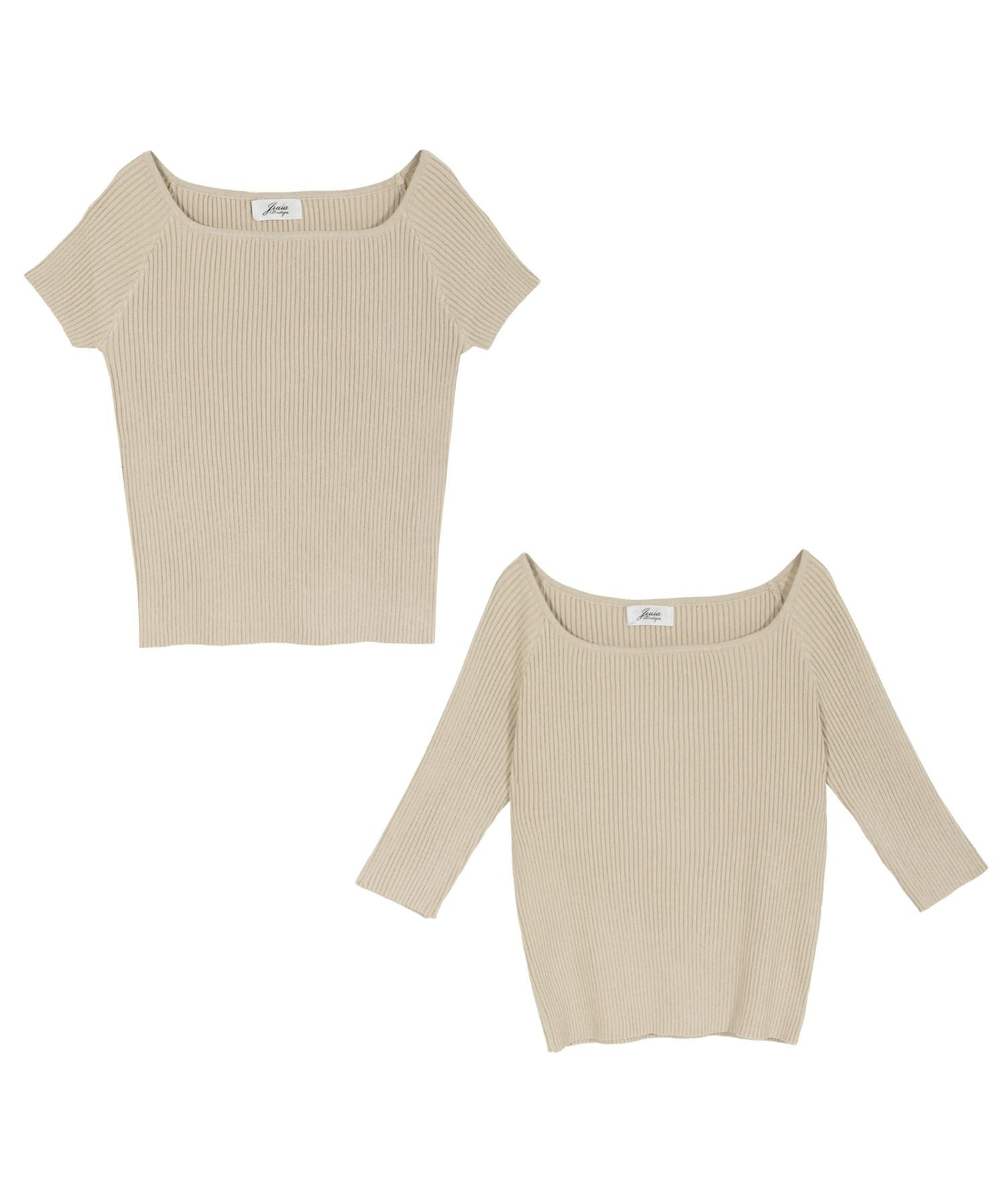 袖丈が選べるスクエアネックニット JB510595