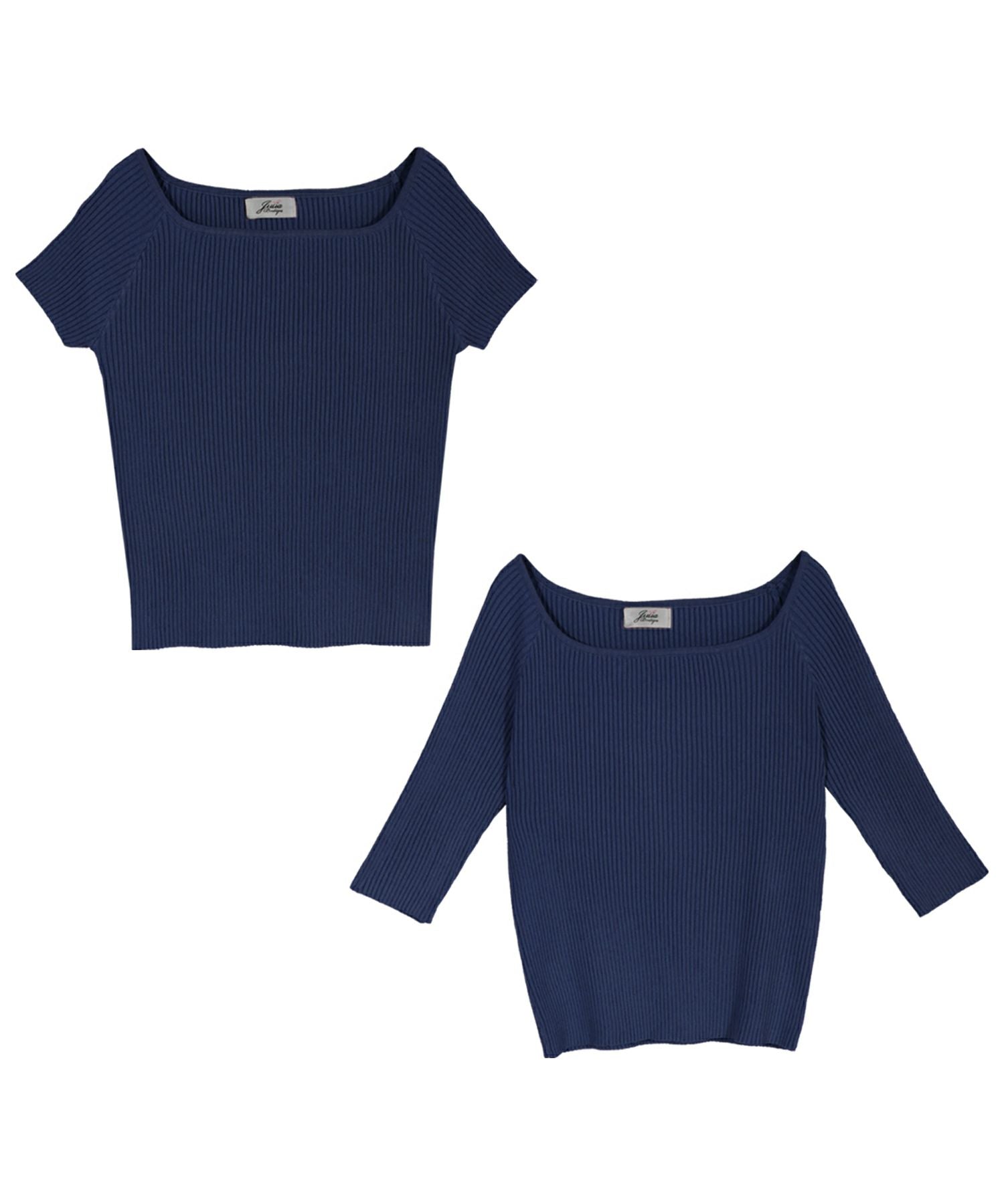 袖丈が選べるスクエアネックニット JB510595