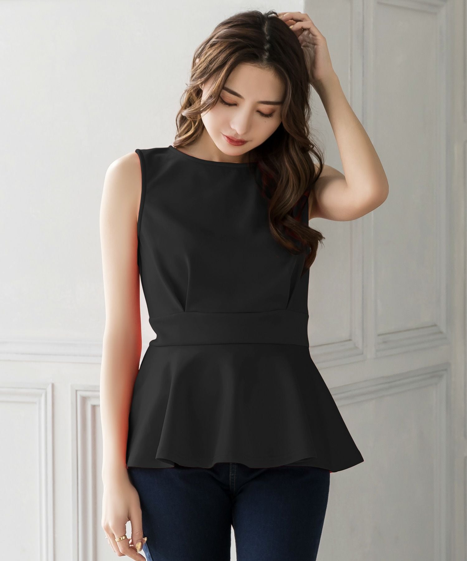 ウエストタックペプラムトップス JB22038