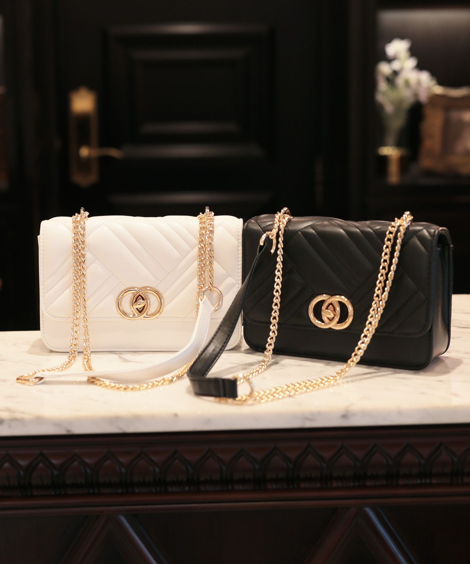 キルティングフラップチェーンショルダーバッグ JB22596