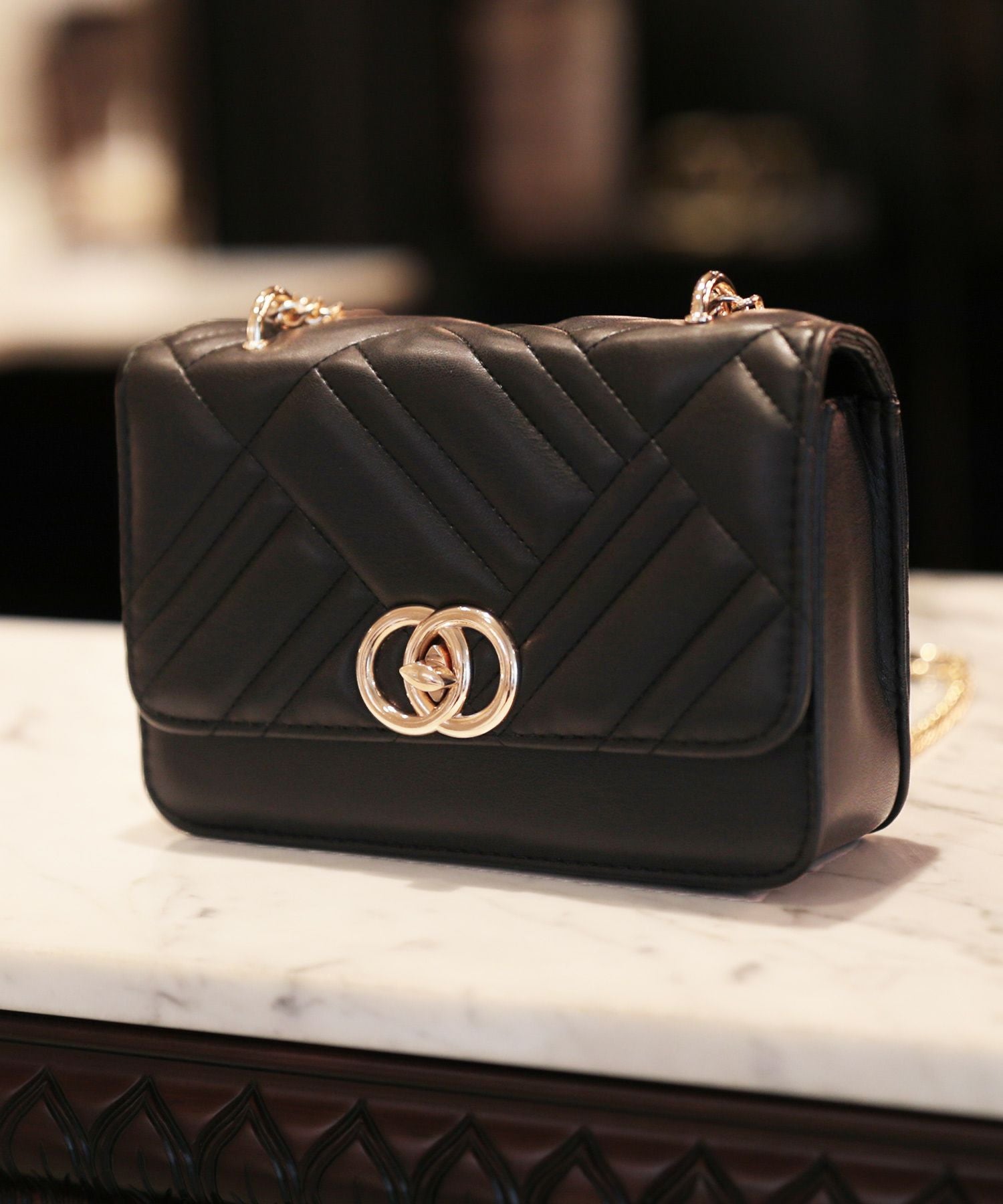 キルティングフラップチェーンショルダーバッグ JB22596