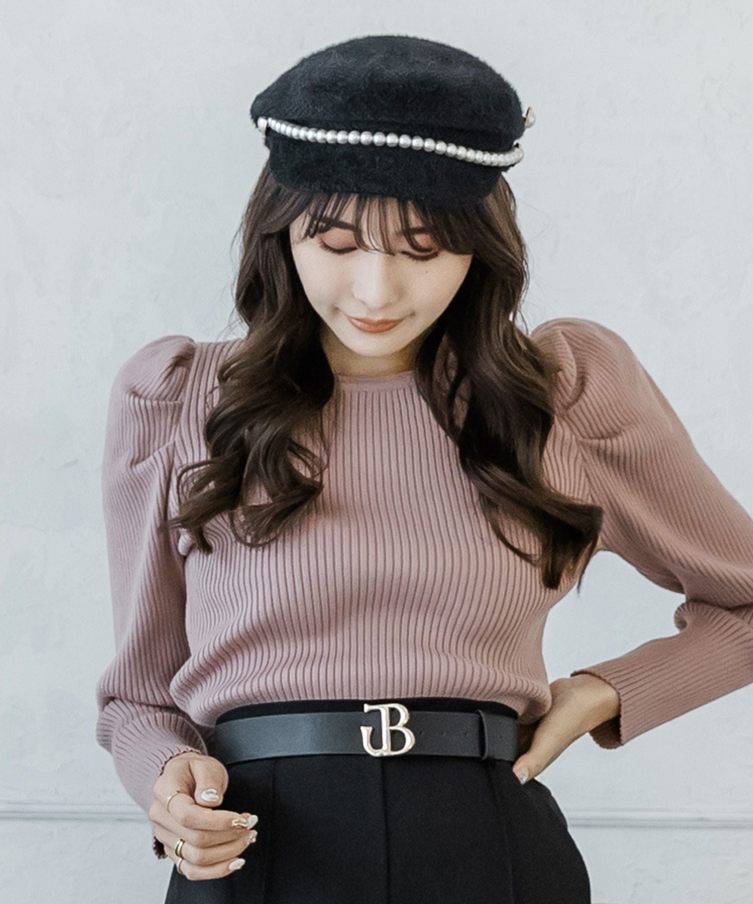 パール付きシャギータッチキャスケット JB22649