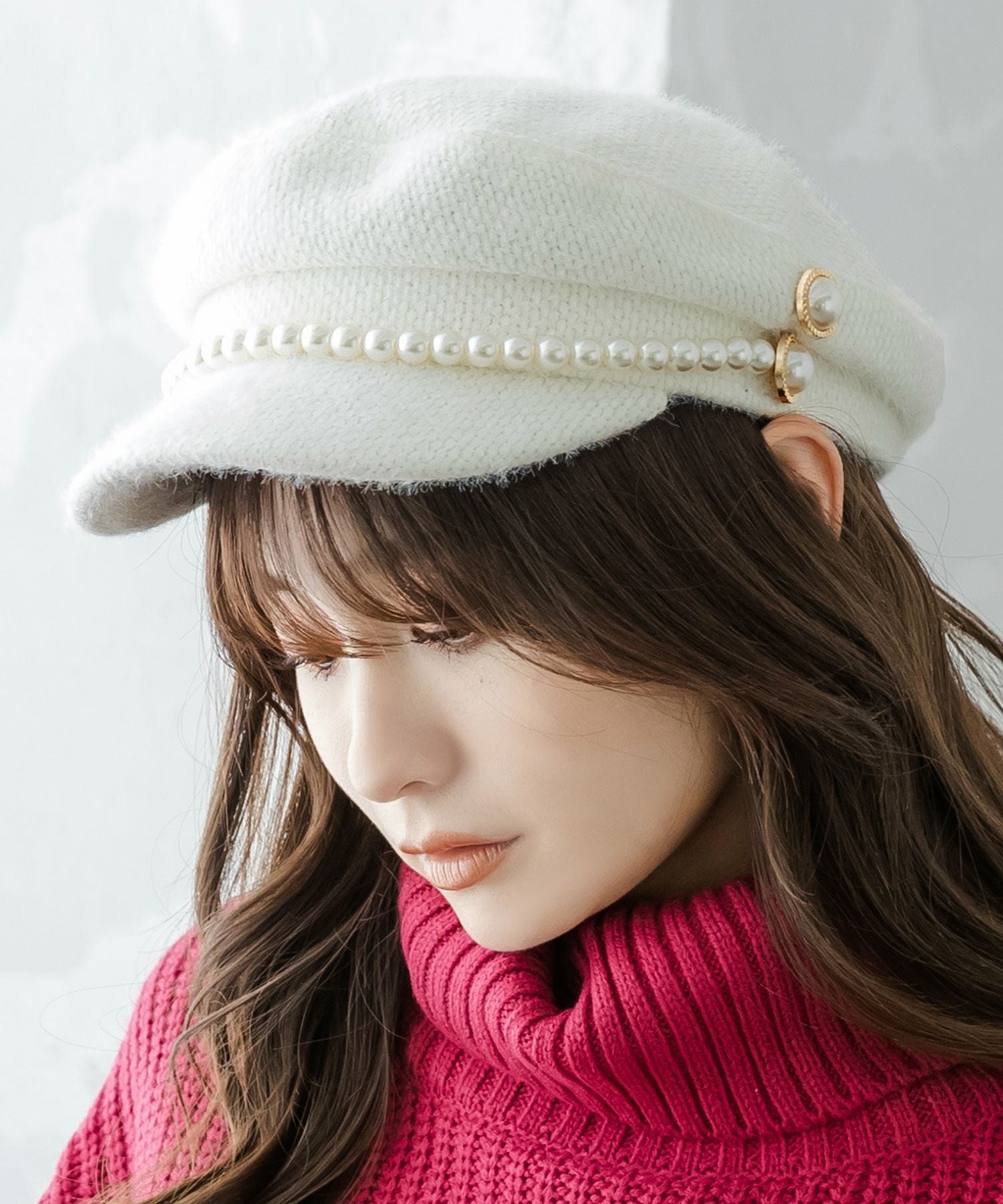 パール付きシャギータッチキャスケット JB22649