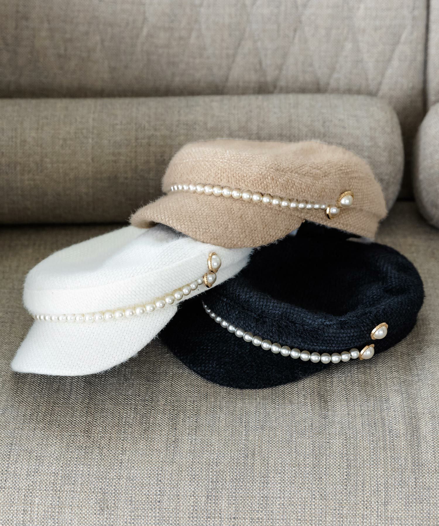 パール付きシャギータッチキャスケット JB22649