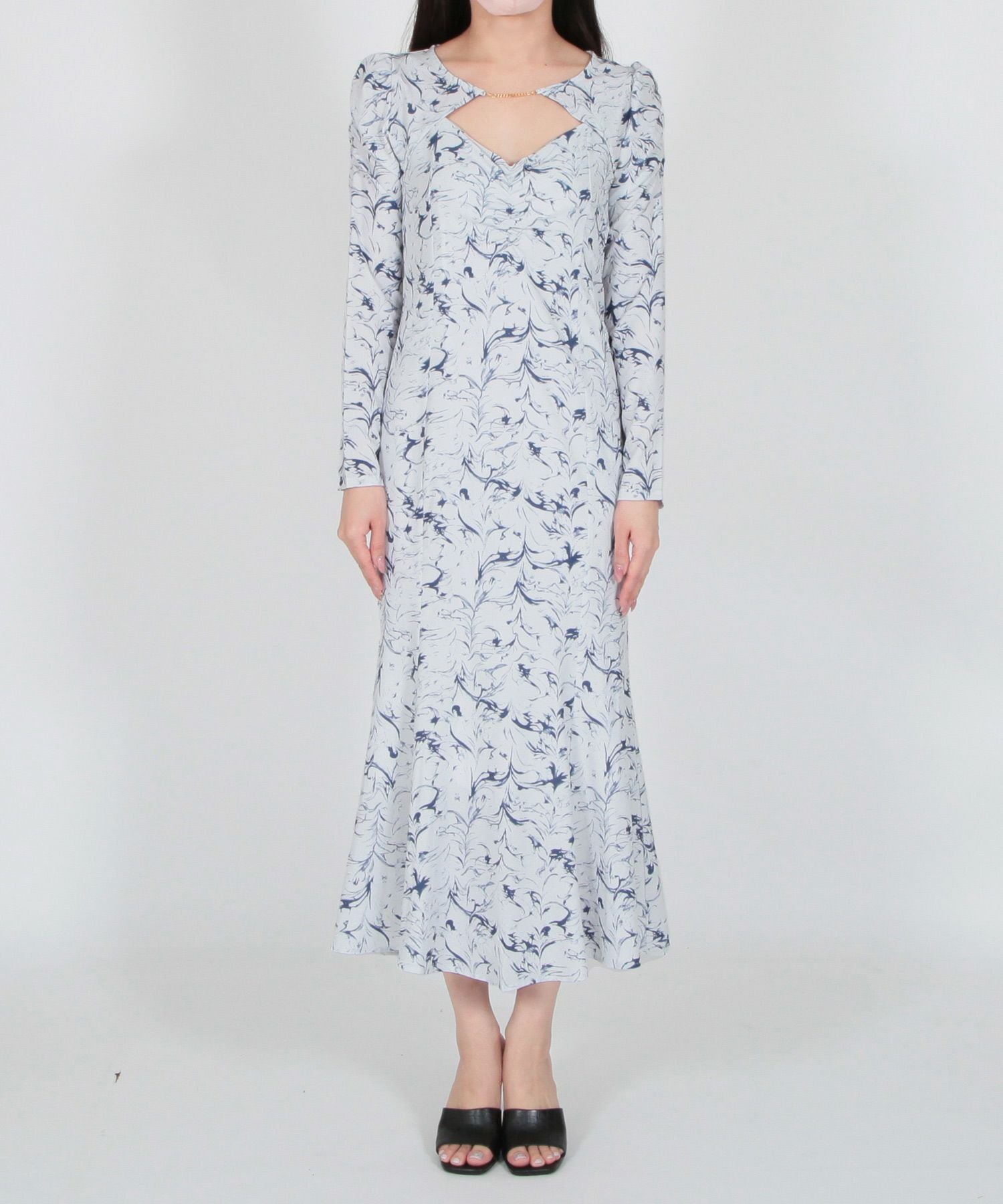 ラインフラワークロップド丈トップス×マーメイドワンピース JB23016