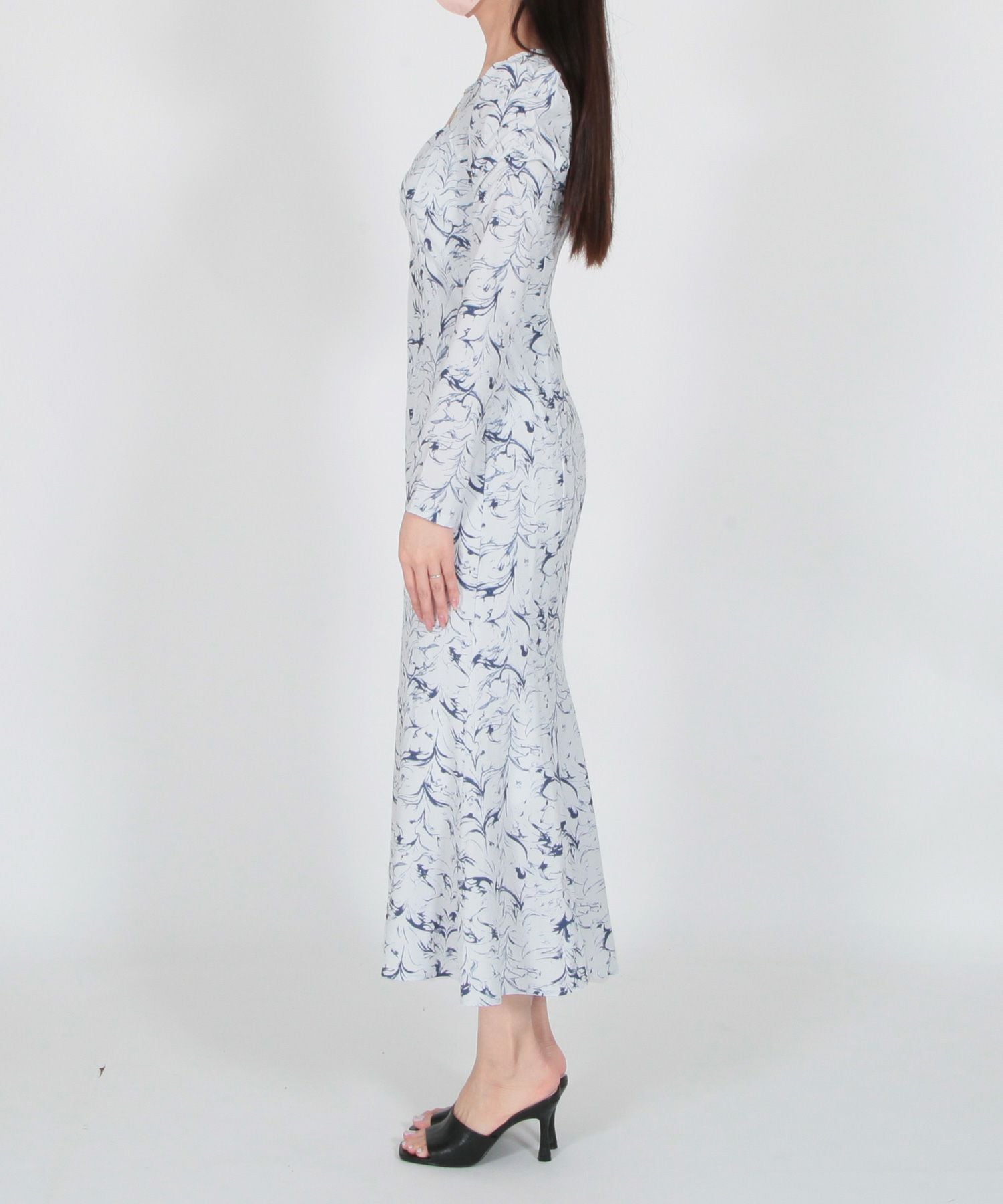 ラインフラワークロップド丈トップス×マーメイドワンピース JB23016