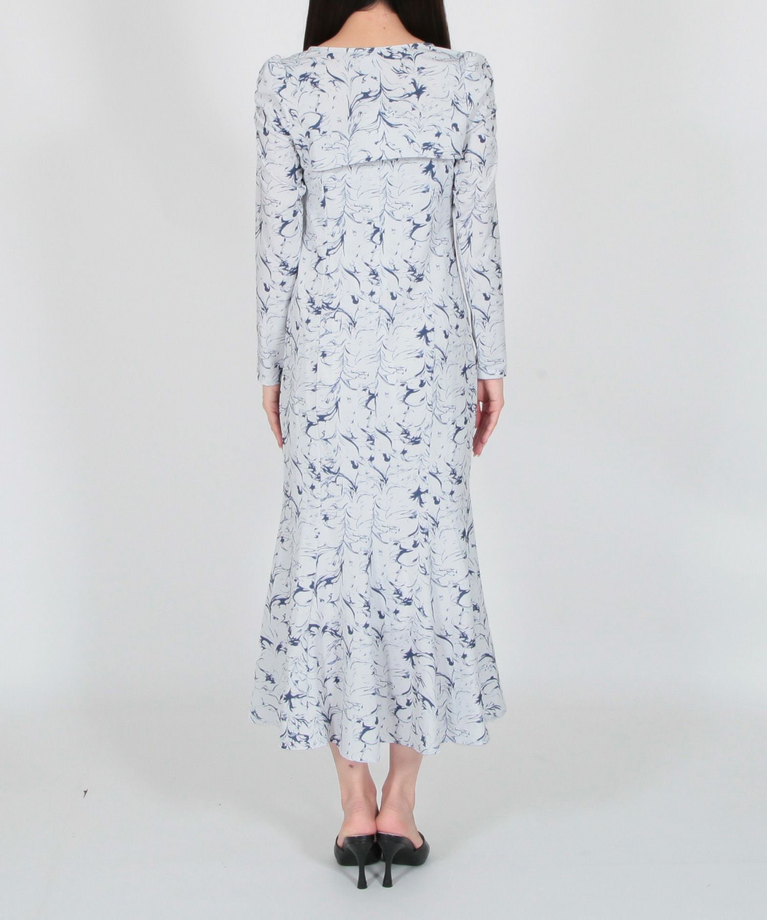 ラインフラワークロップド丈トップス×マーメイドワンピース JB23016