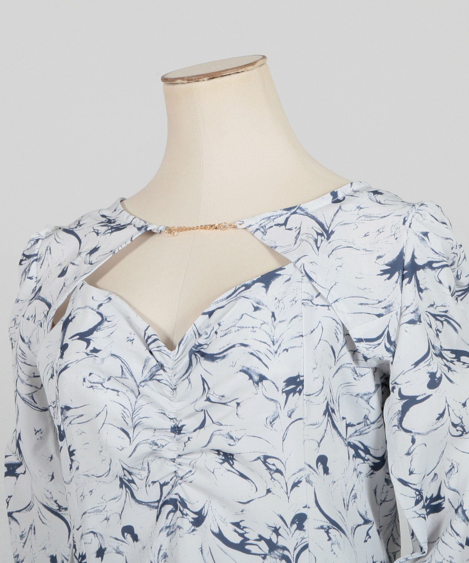 ラインフラワークロップド丈トップス×マーメイドワンピース JB23016