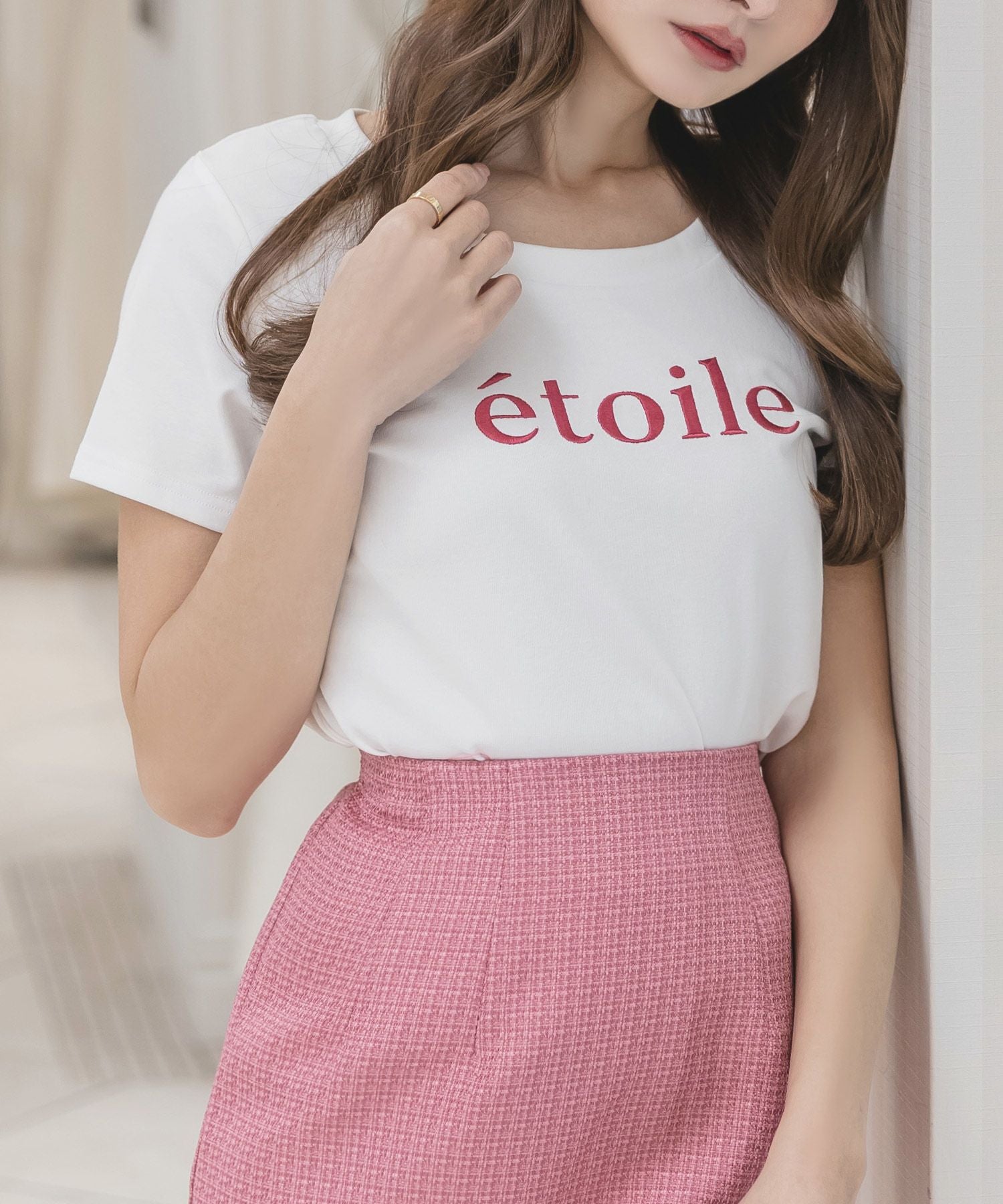 etoile刺繍ロゴデザインTシャツ JB23018