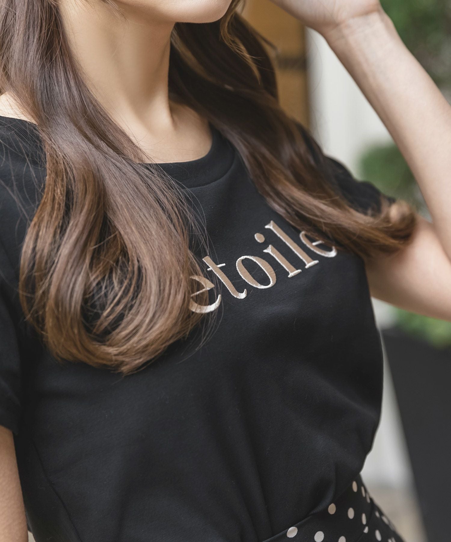 etoile刺繍ロゴデザインTシャツ JB23018