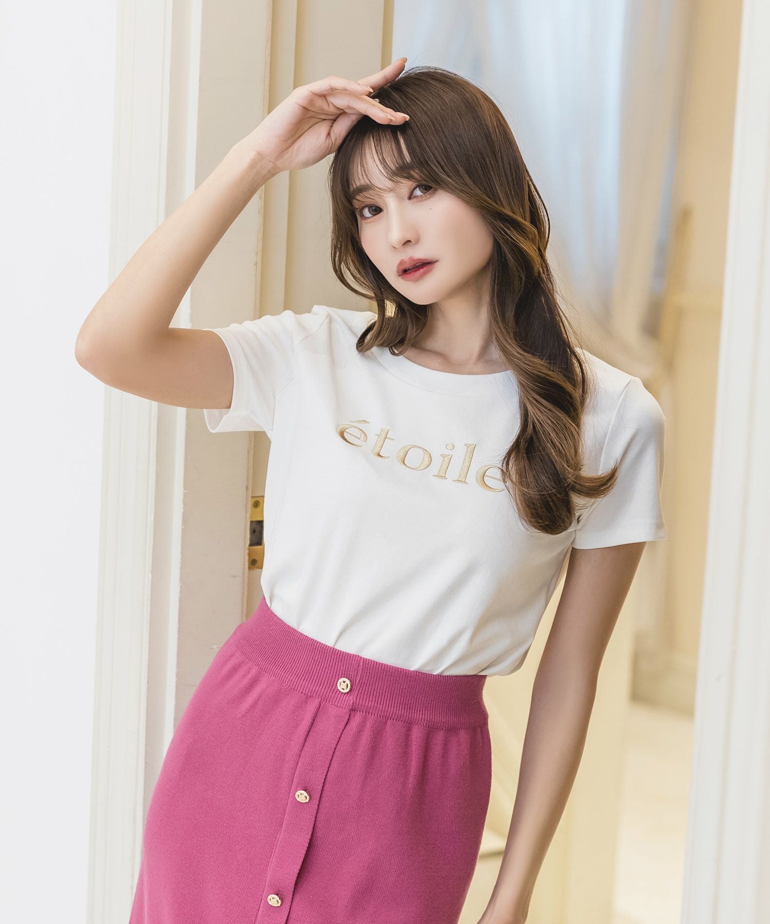 etoile刺繍ロゴデザインTシャツ JB23018