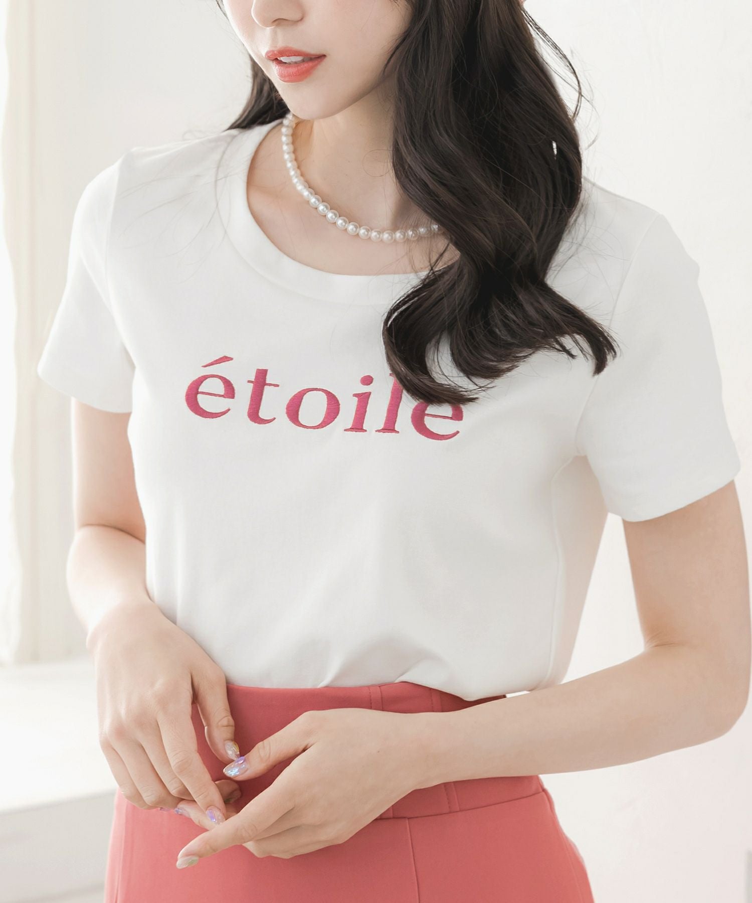 etoile刺繍ロゴデザインTシャツ JB23018