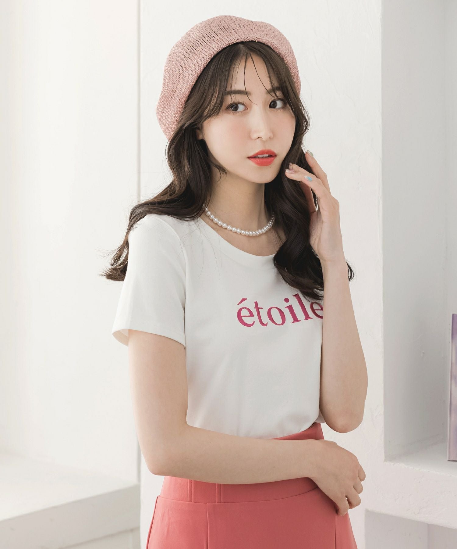 etoile刺繍ロゴデザインTシャツ JB23018
