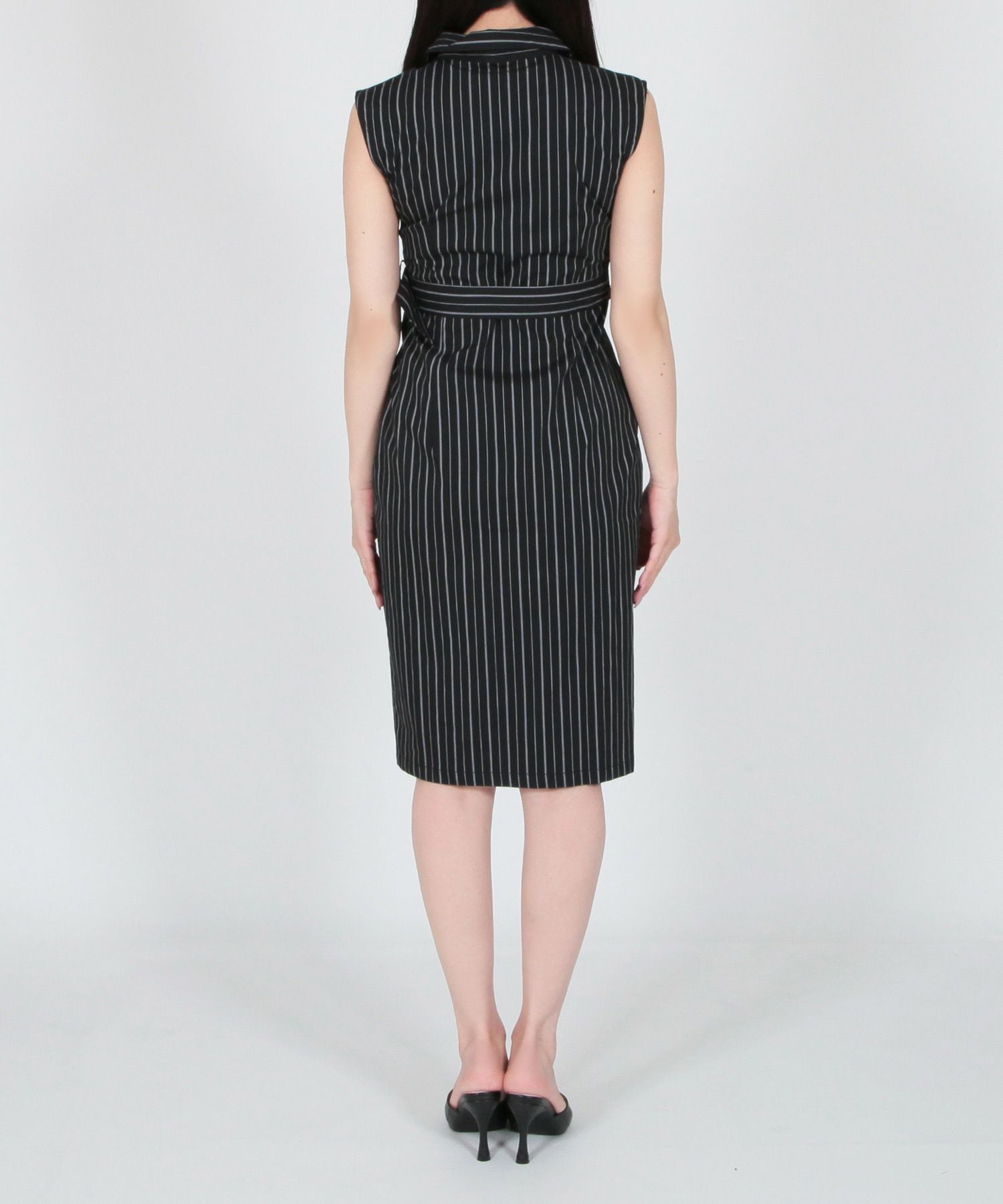 形が選べるストライプ柄シャツワンピース JB23071