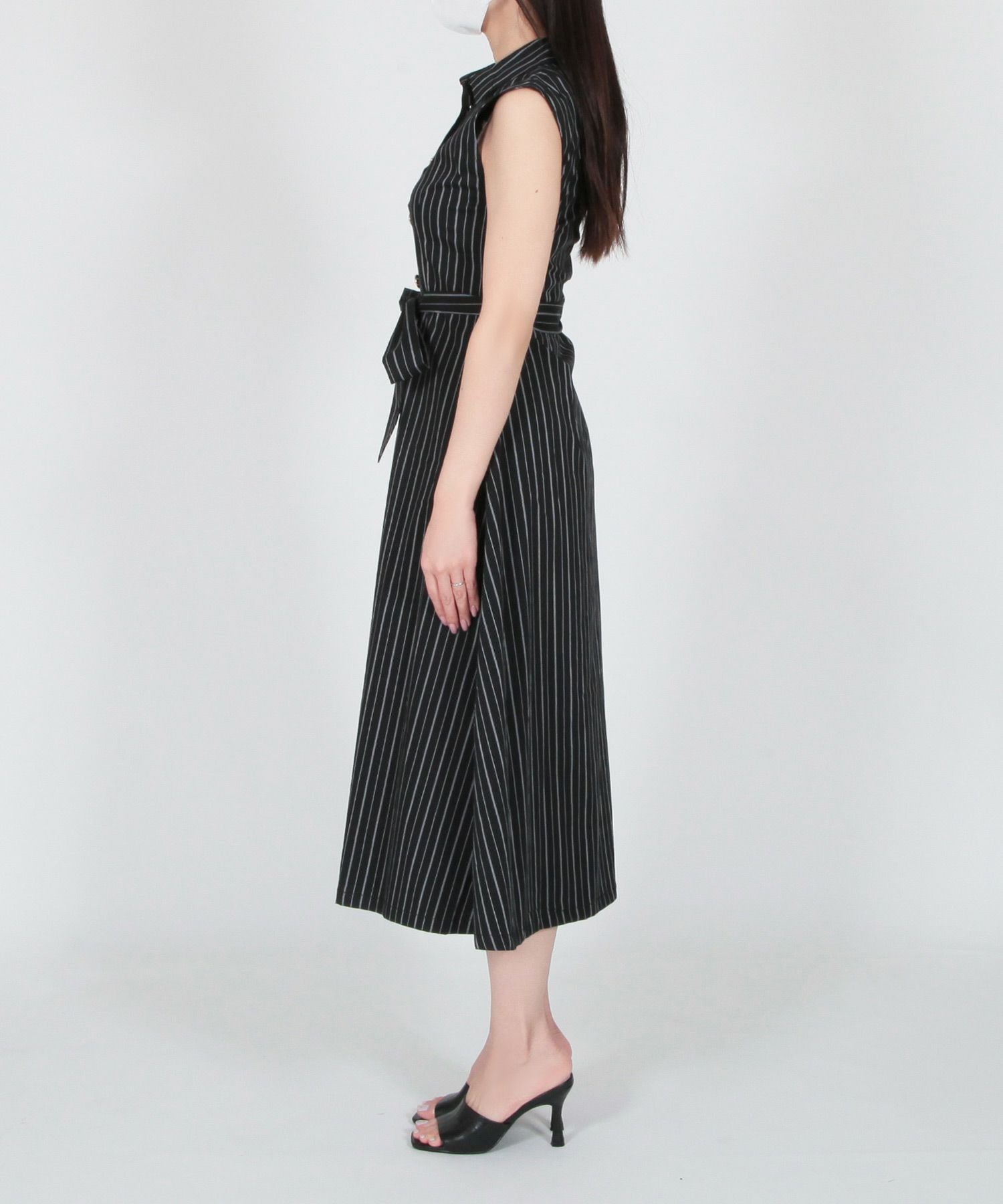 形が選べるストライプ柄シャツワンピース JB23071