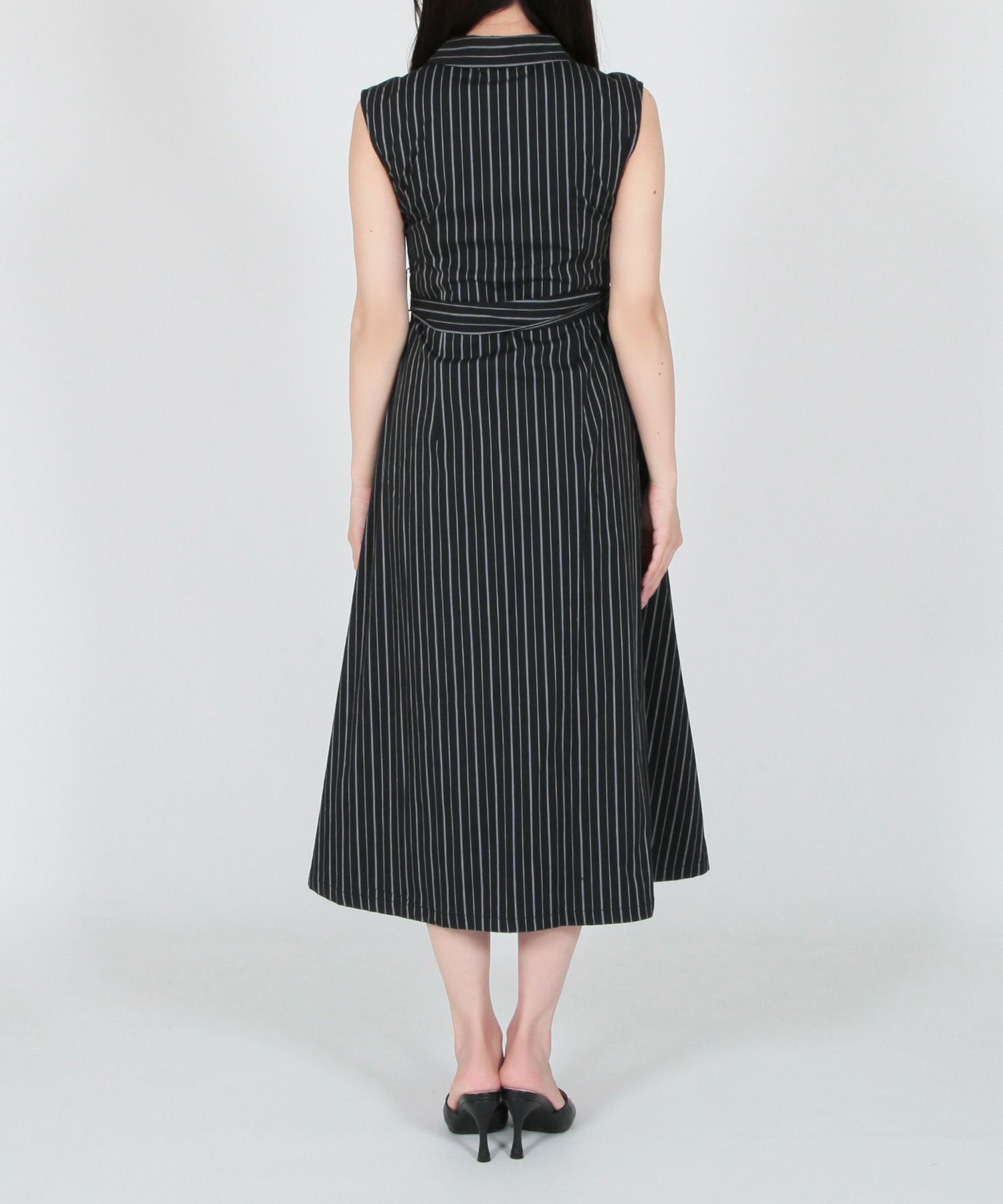 形が選べるストライプ柄シャツワンピース JB23071