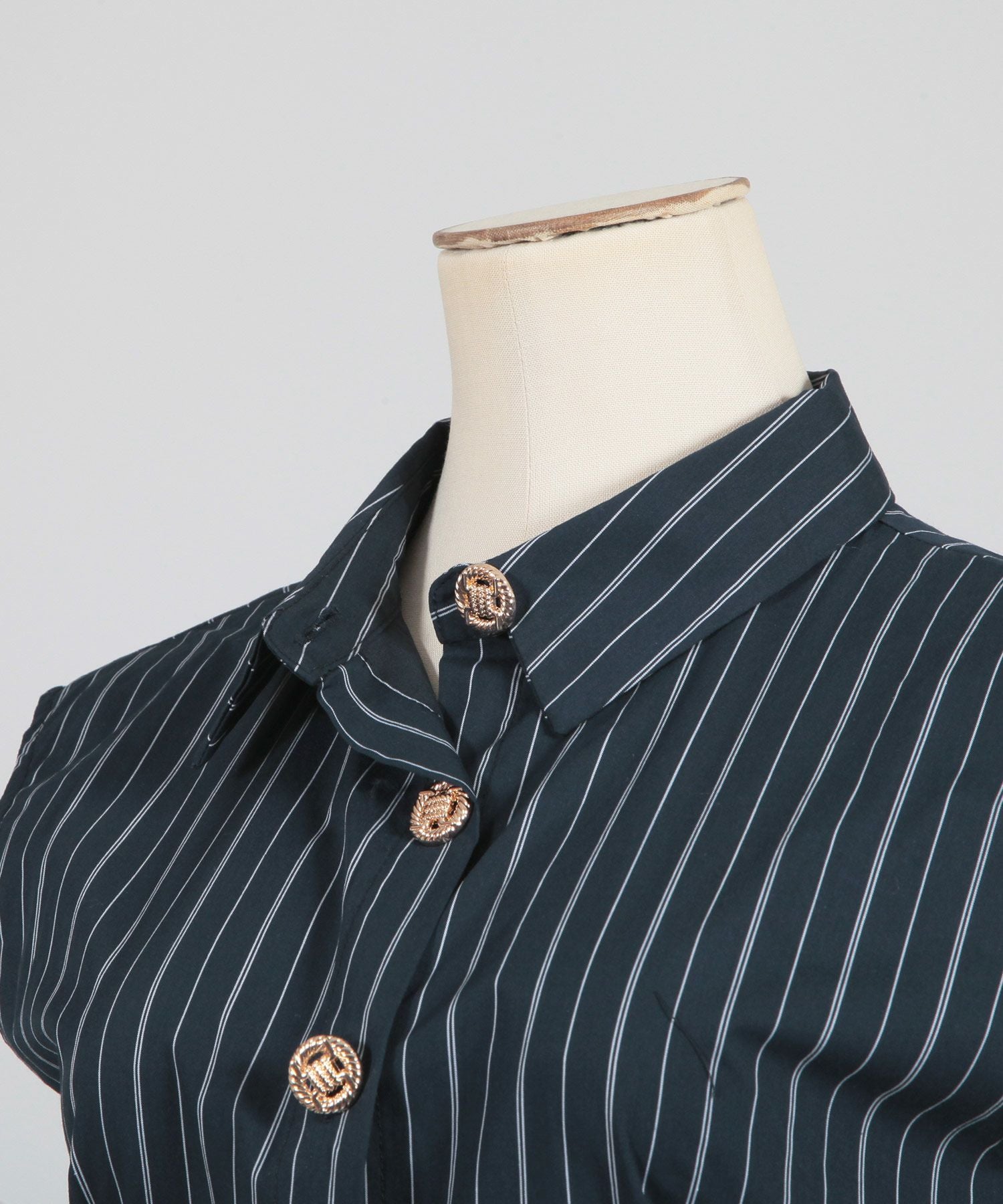 形が選べるストライプ柄シャツワンピース JB23071