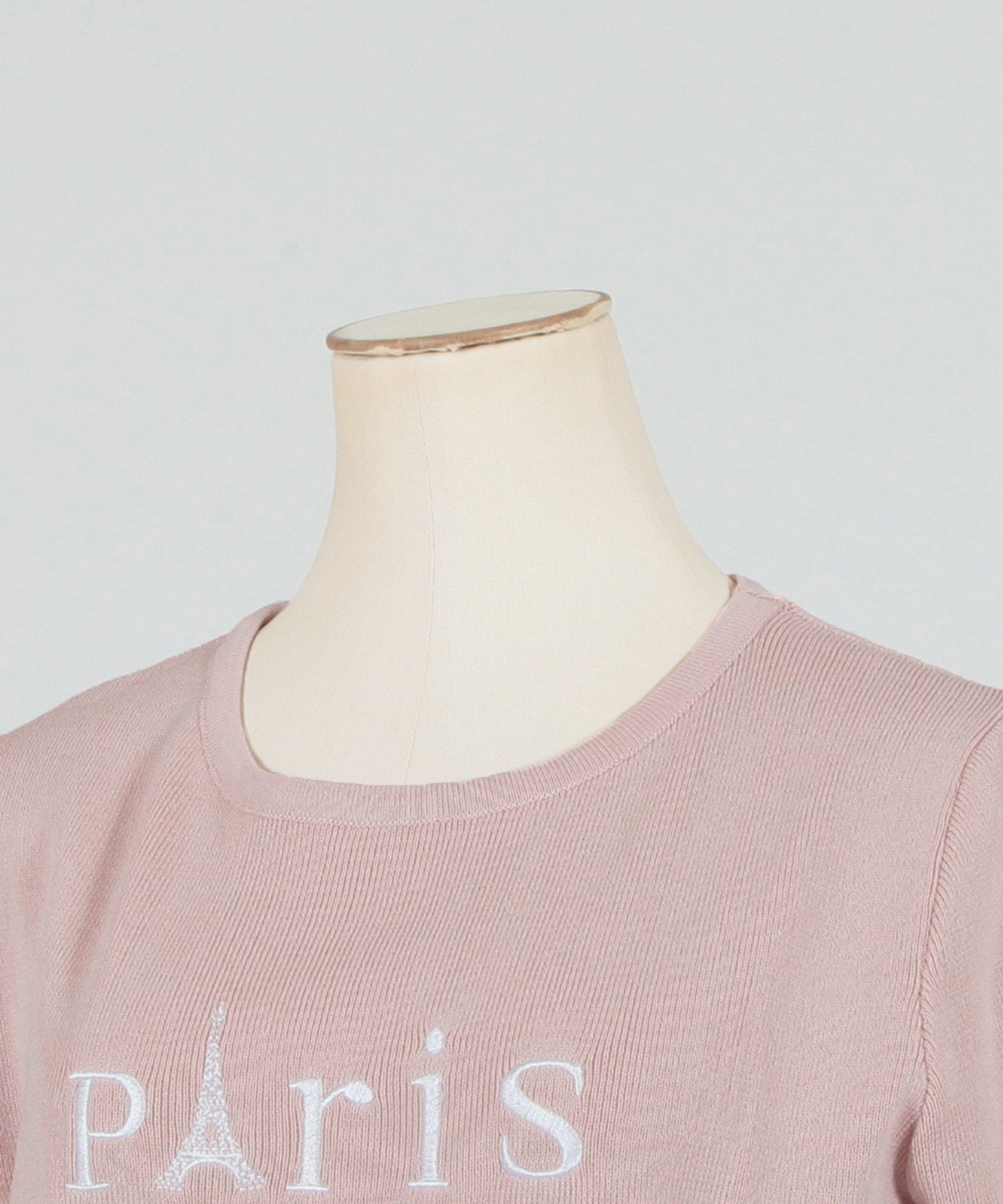 Parisロゴ刺繍ニットトップス JB23128