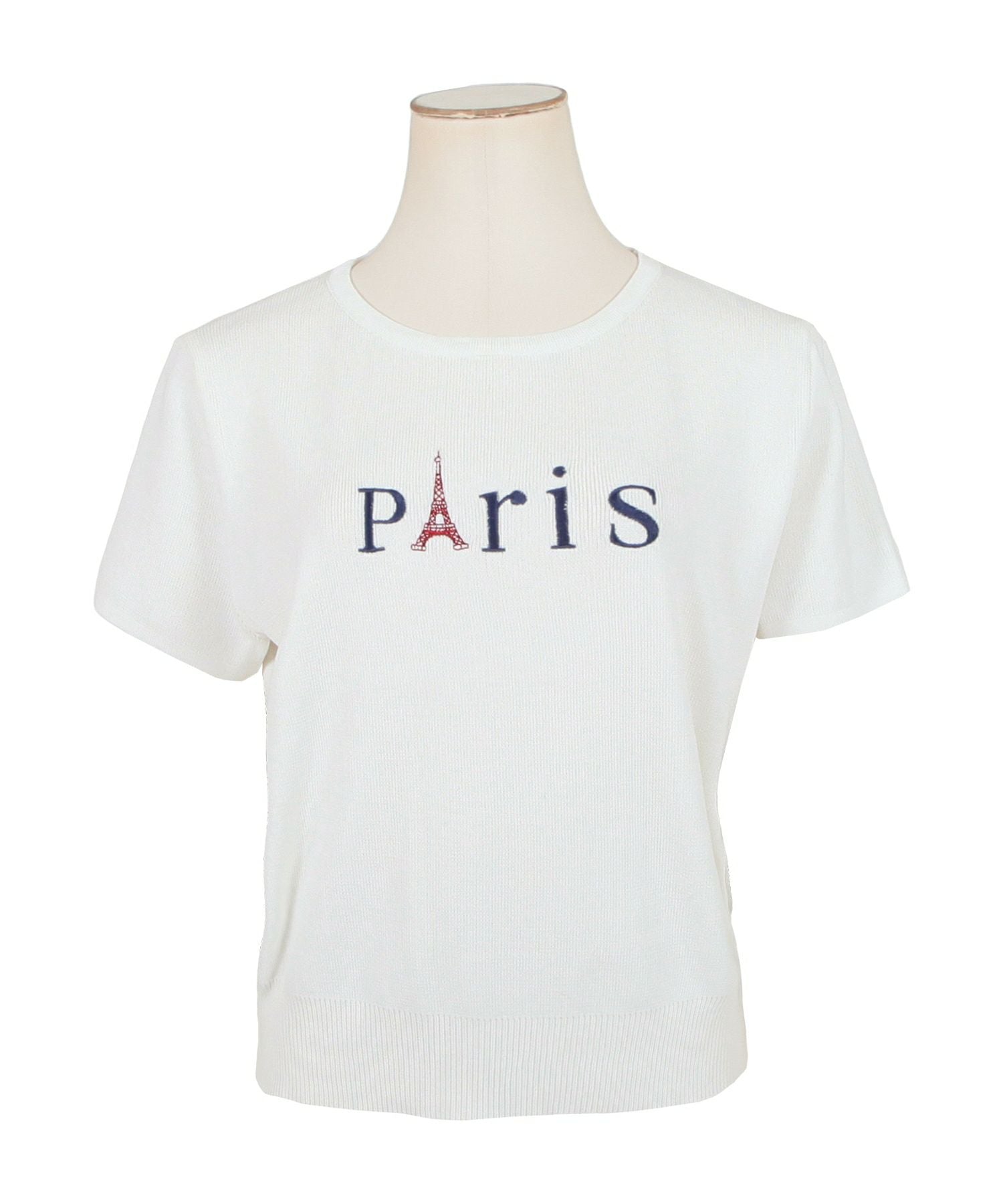 Parisロゴ刺繍ニットトップス JB23128