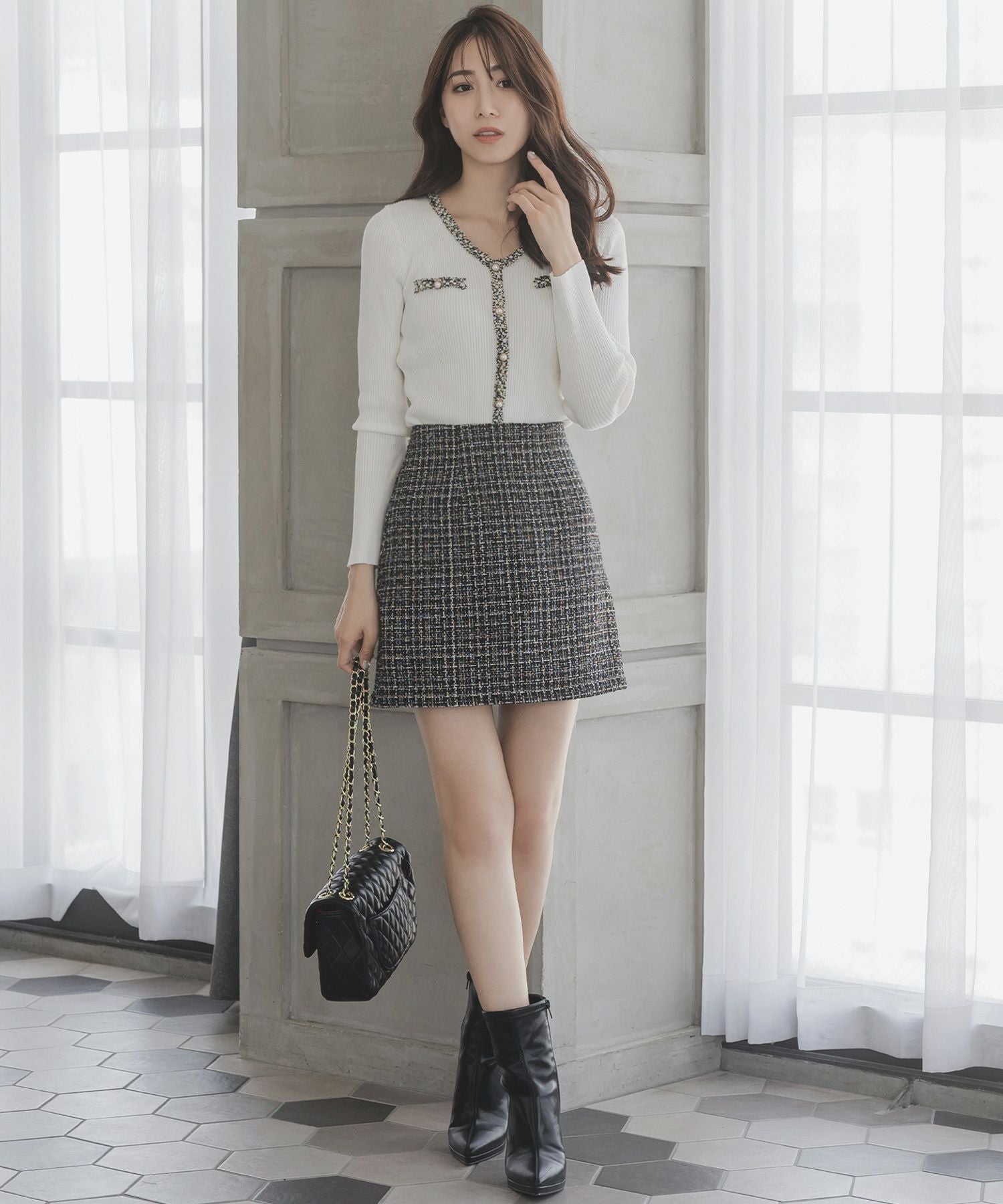 クラシカルツイードミニスカート JB23513