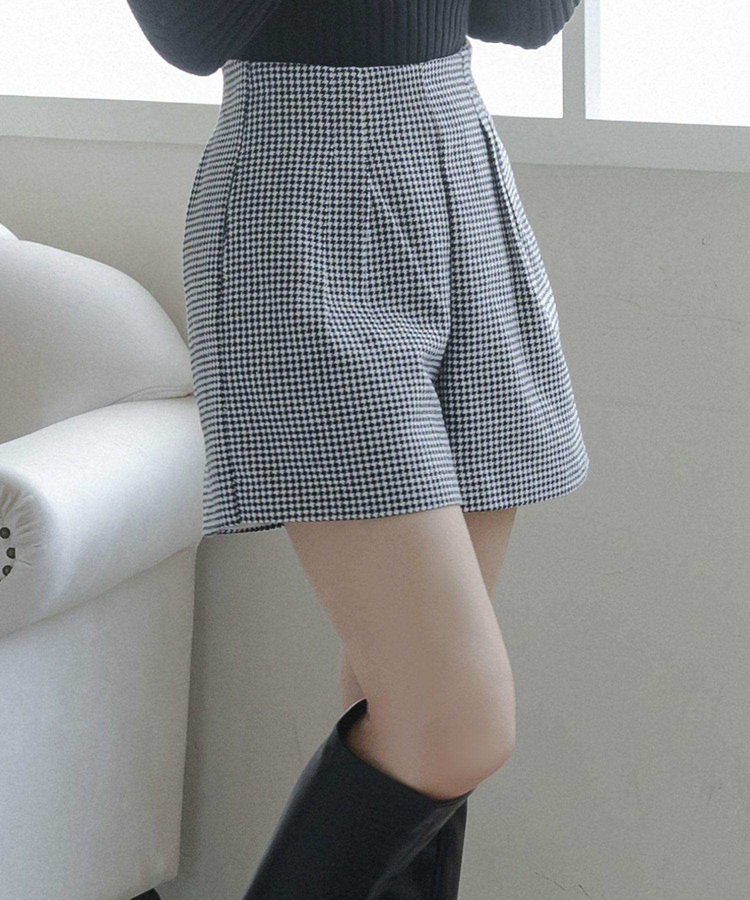 柄&無地ハイウエストショートパンツ JB23552