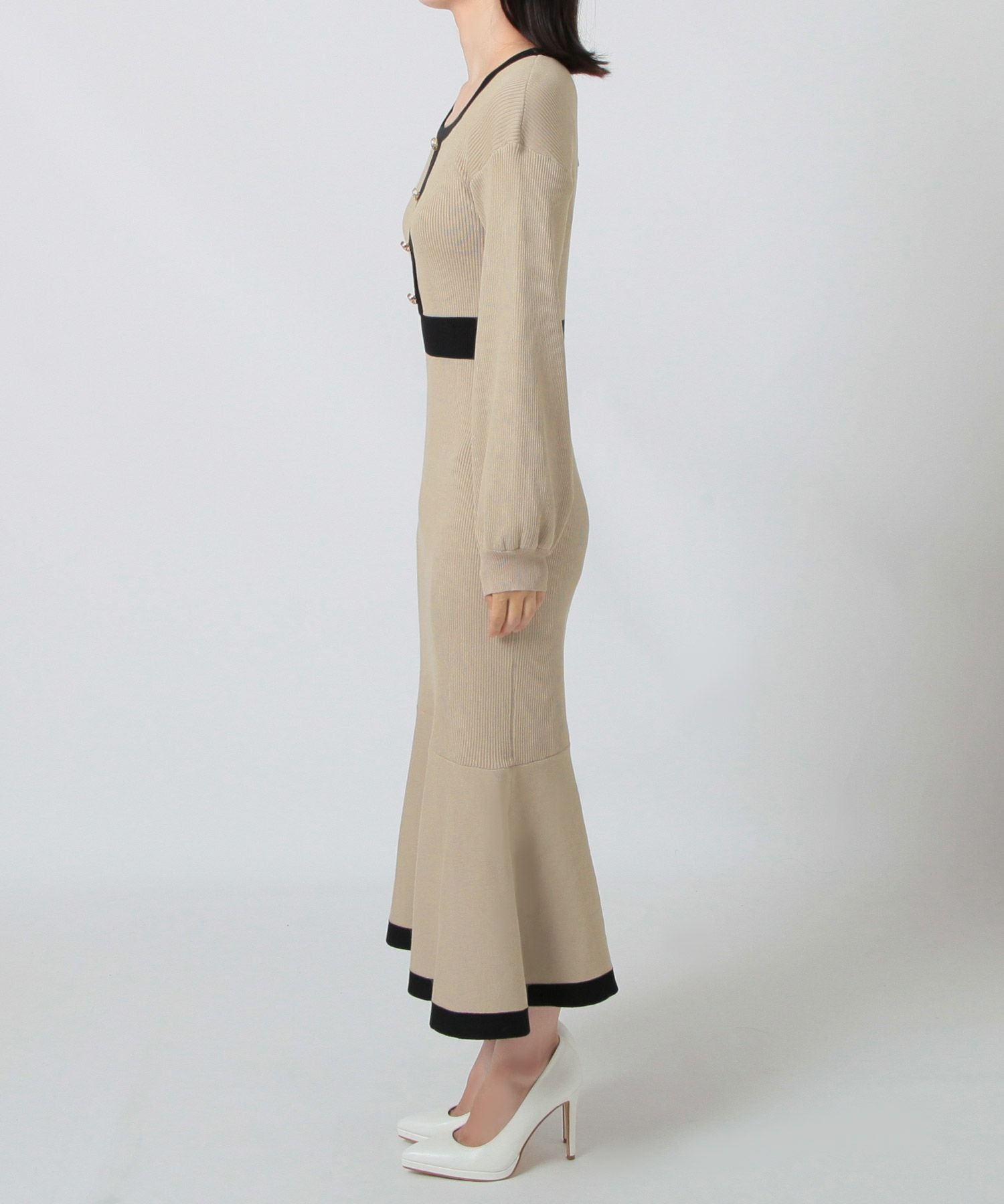 丈が選べるパイピングマーメイドニットワンピース JB23524