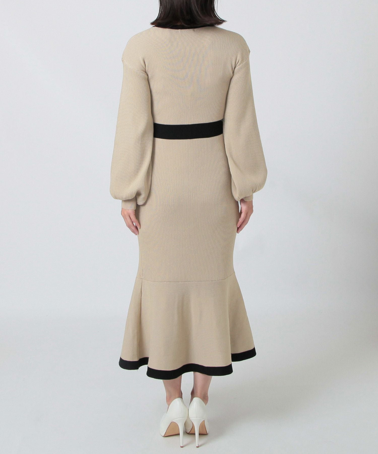 丈が選べるパイピングマーメイドニットワンピース JB23524