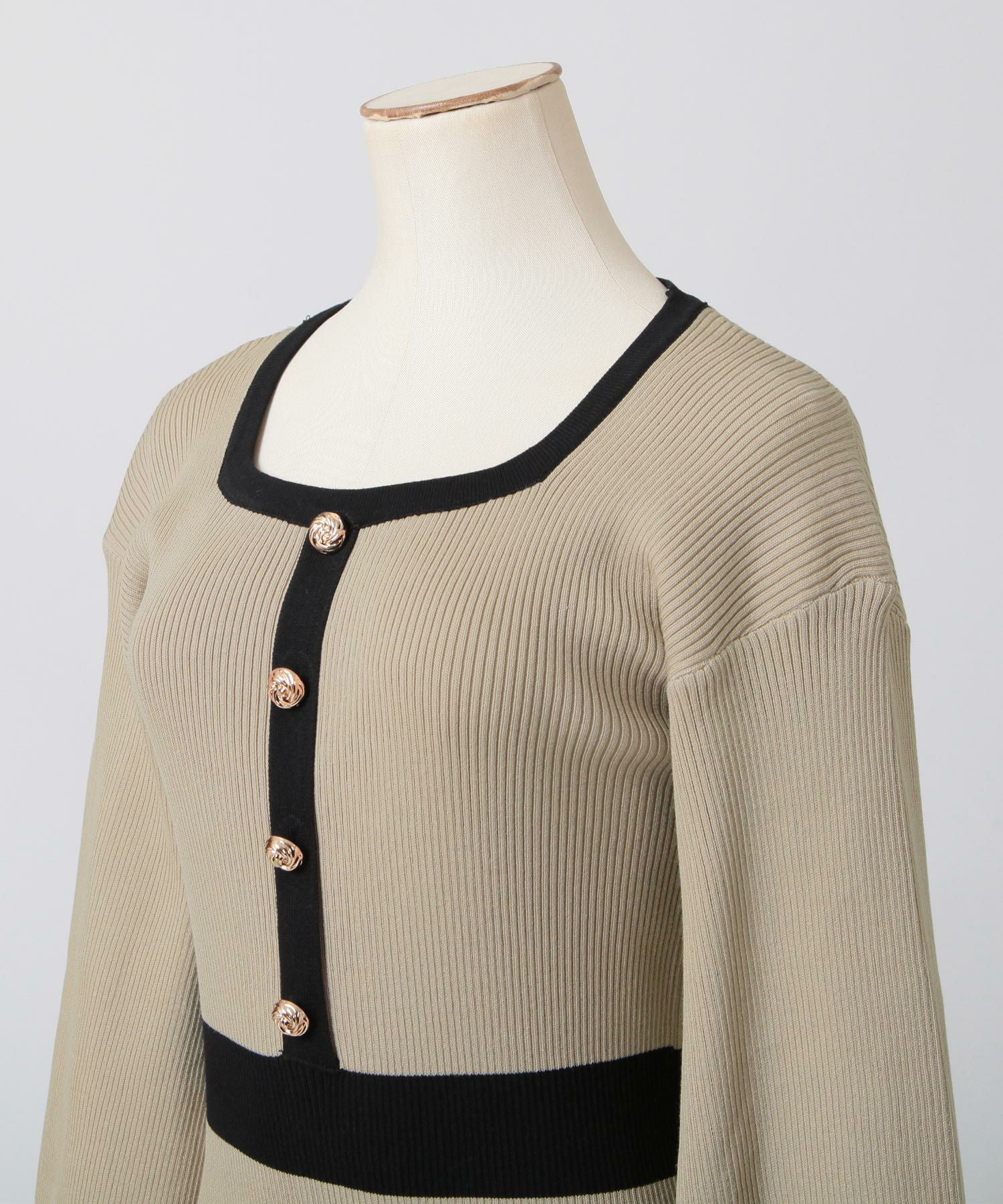 丈が選べるパイピングマーメイドニットワンピース JB23524