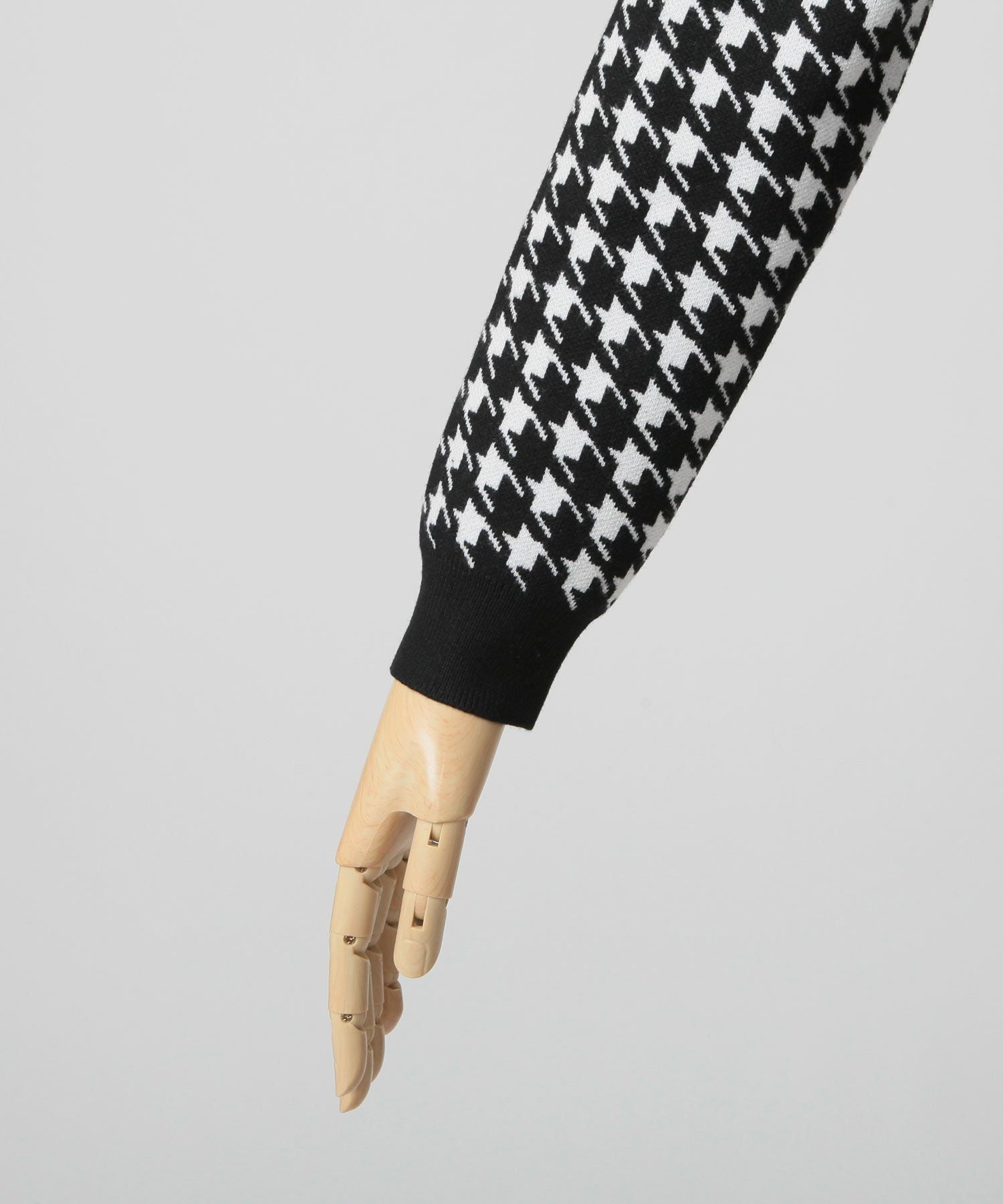 丈が選べる千鳥格子柄タイトニットワンピース JB23598