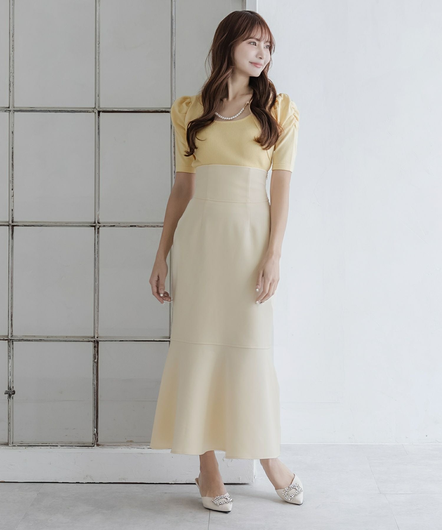 パールチェーン付きボレロ風ニットトップス JB24000