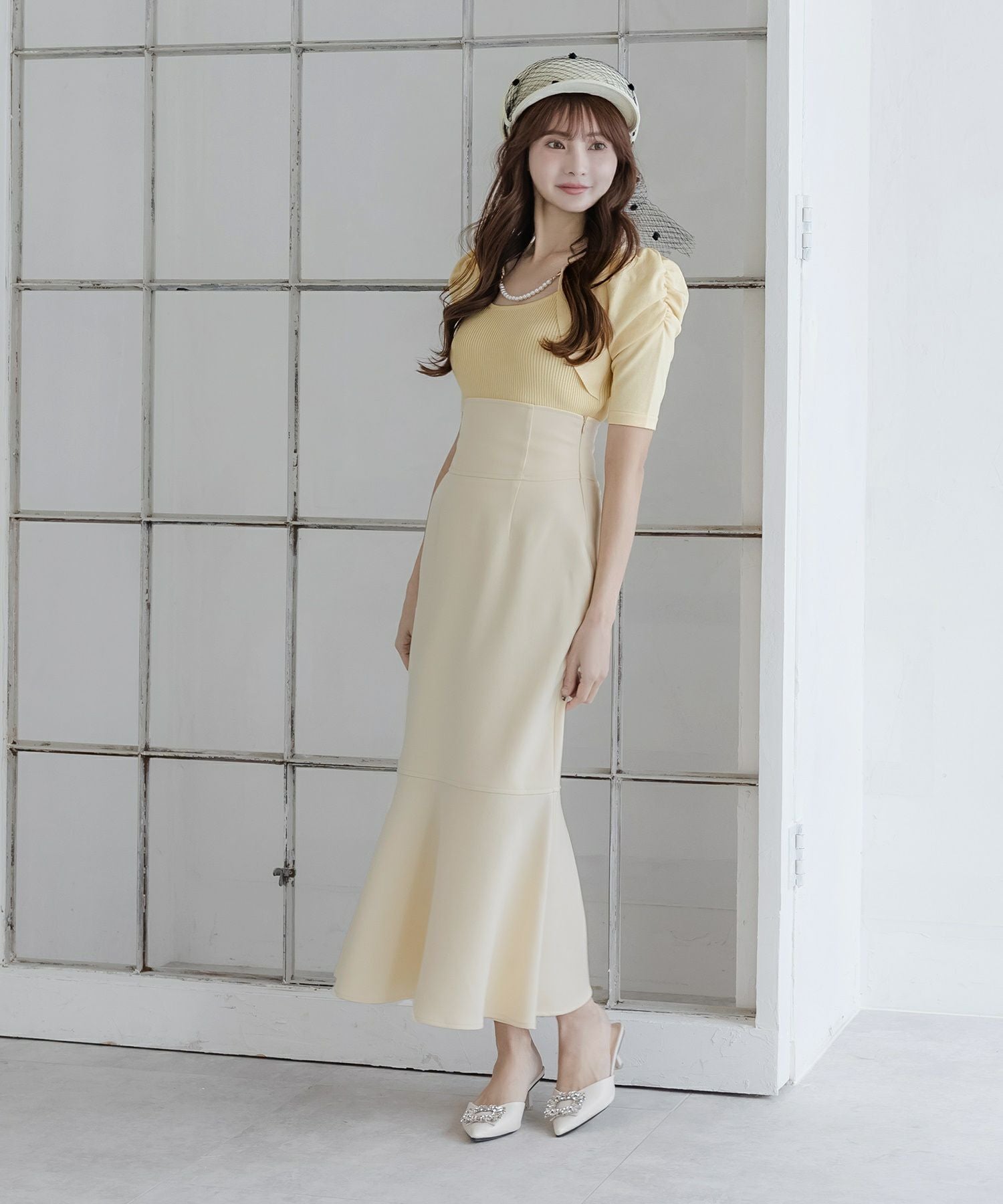 パールチェーン付きボレロ風ニットトップス JB24000