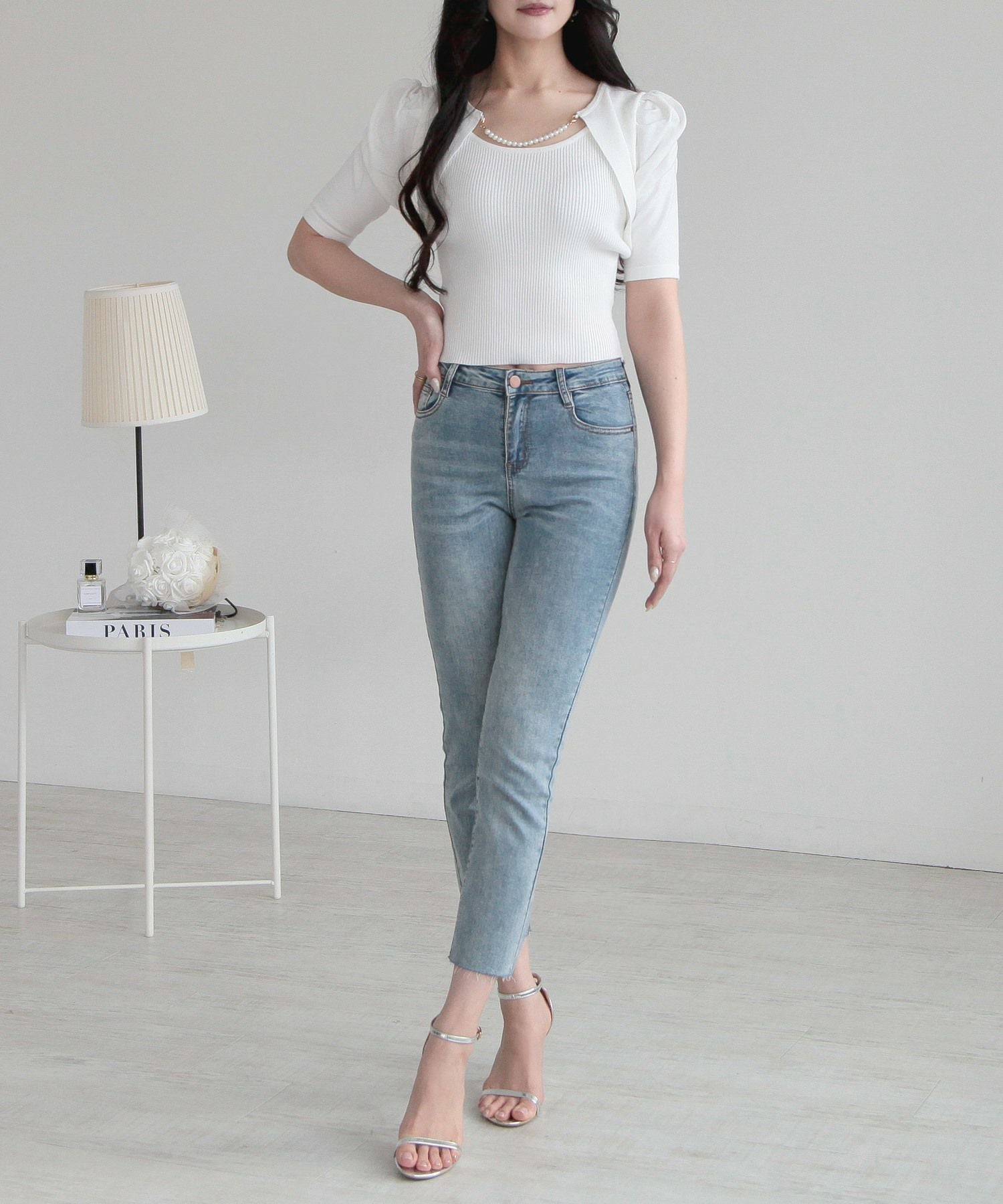 パールチェーン付きボレロ風ニットトップス JB24000