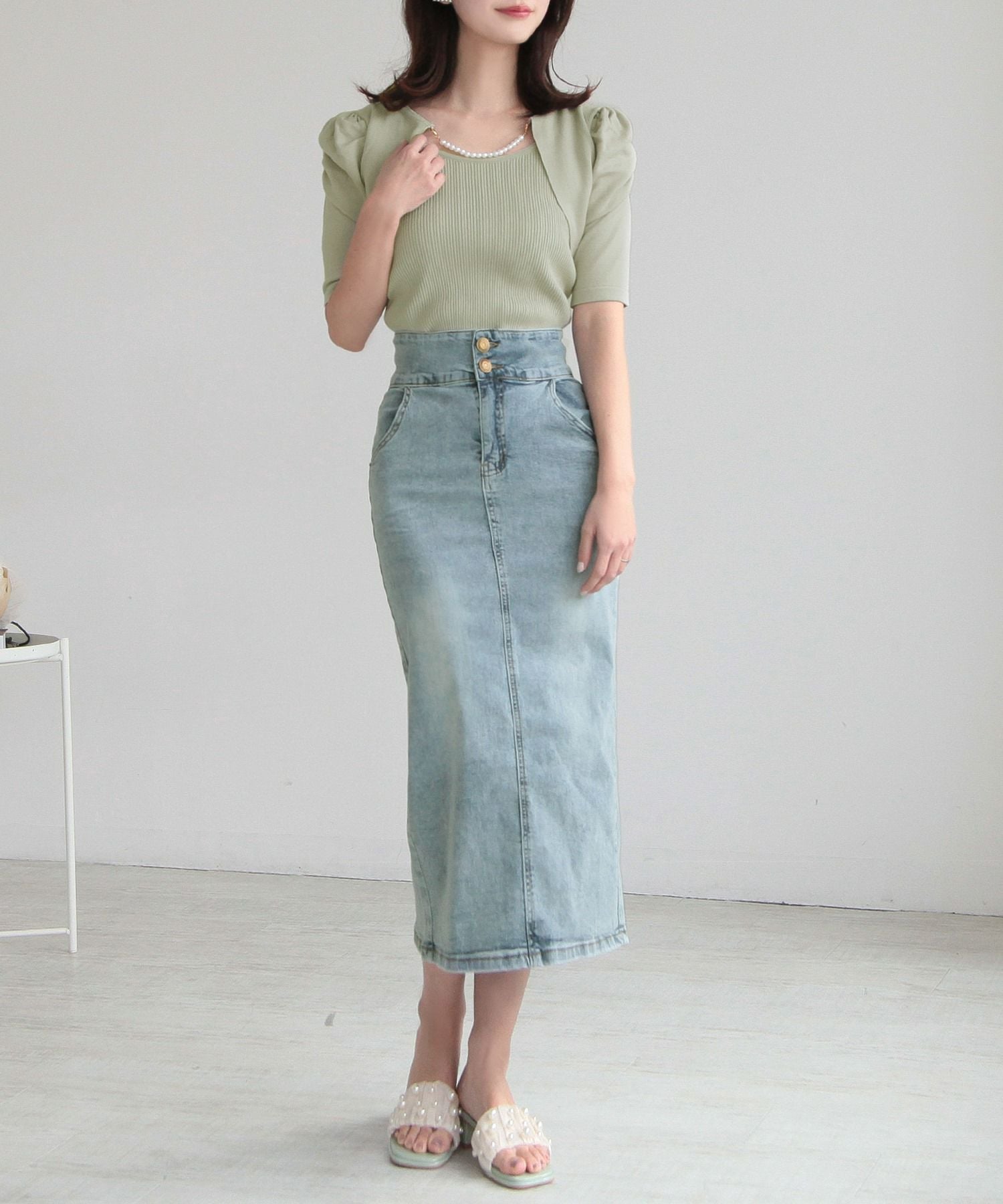 パールチェーン付きボレロ風ニットトップス JB24000