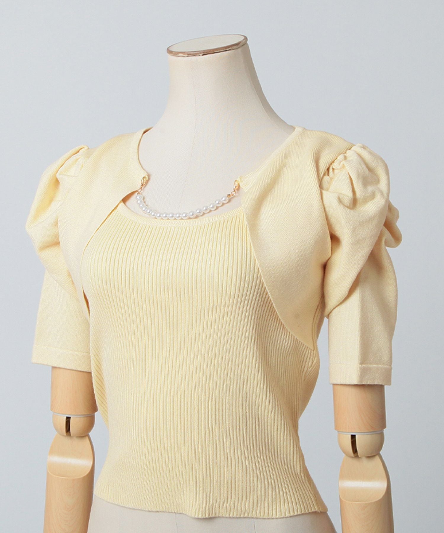 パールチェーン付きボレロ風ニットトップス JB24000