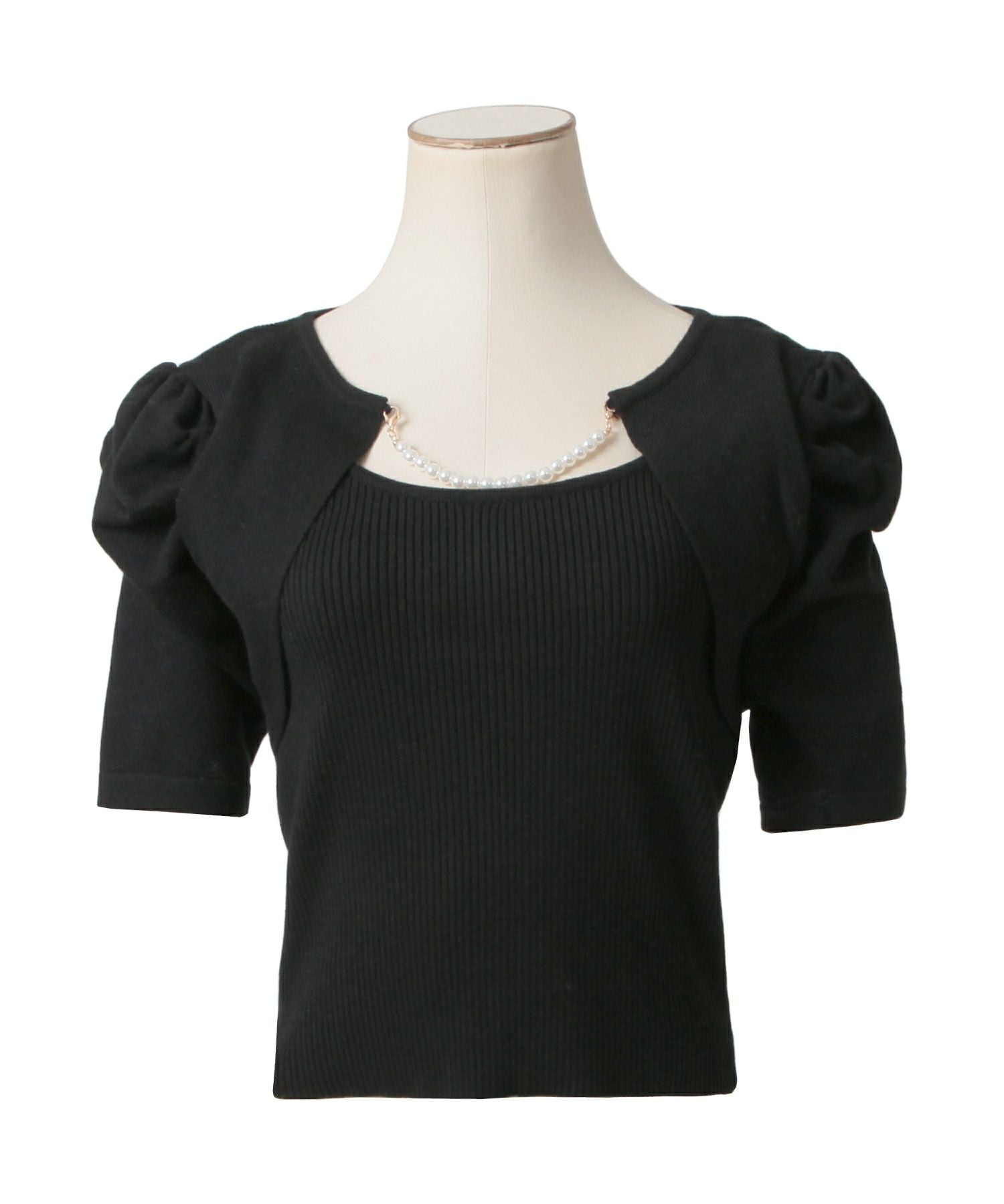 パールチェーン付きボレロ風ニットトップス JB24000
