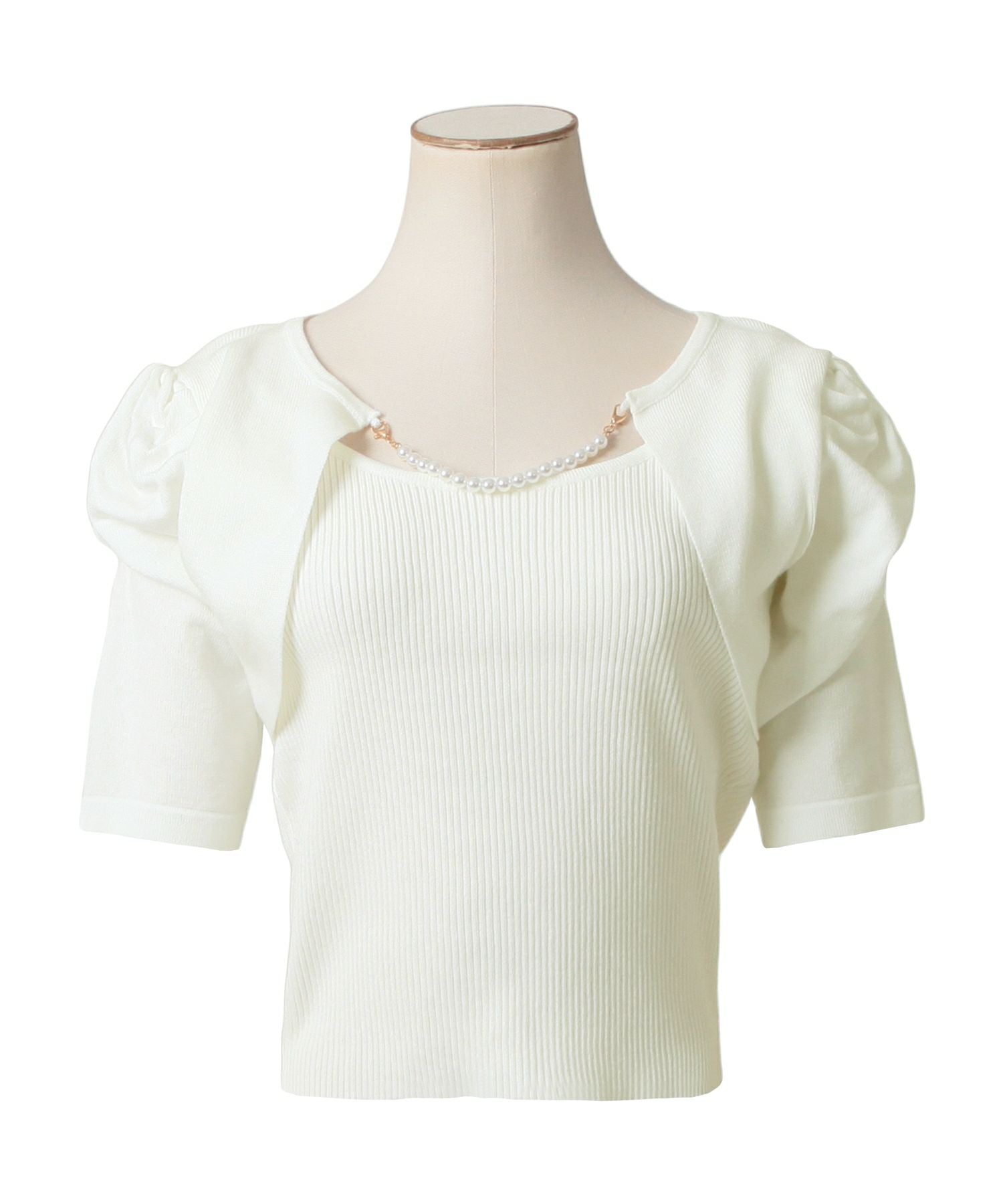 パールチェーン付きボレロ風ニットトップス JB24000