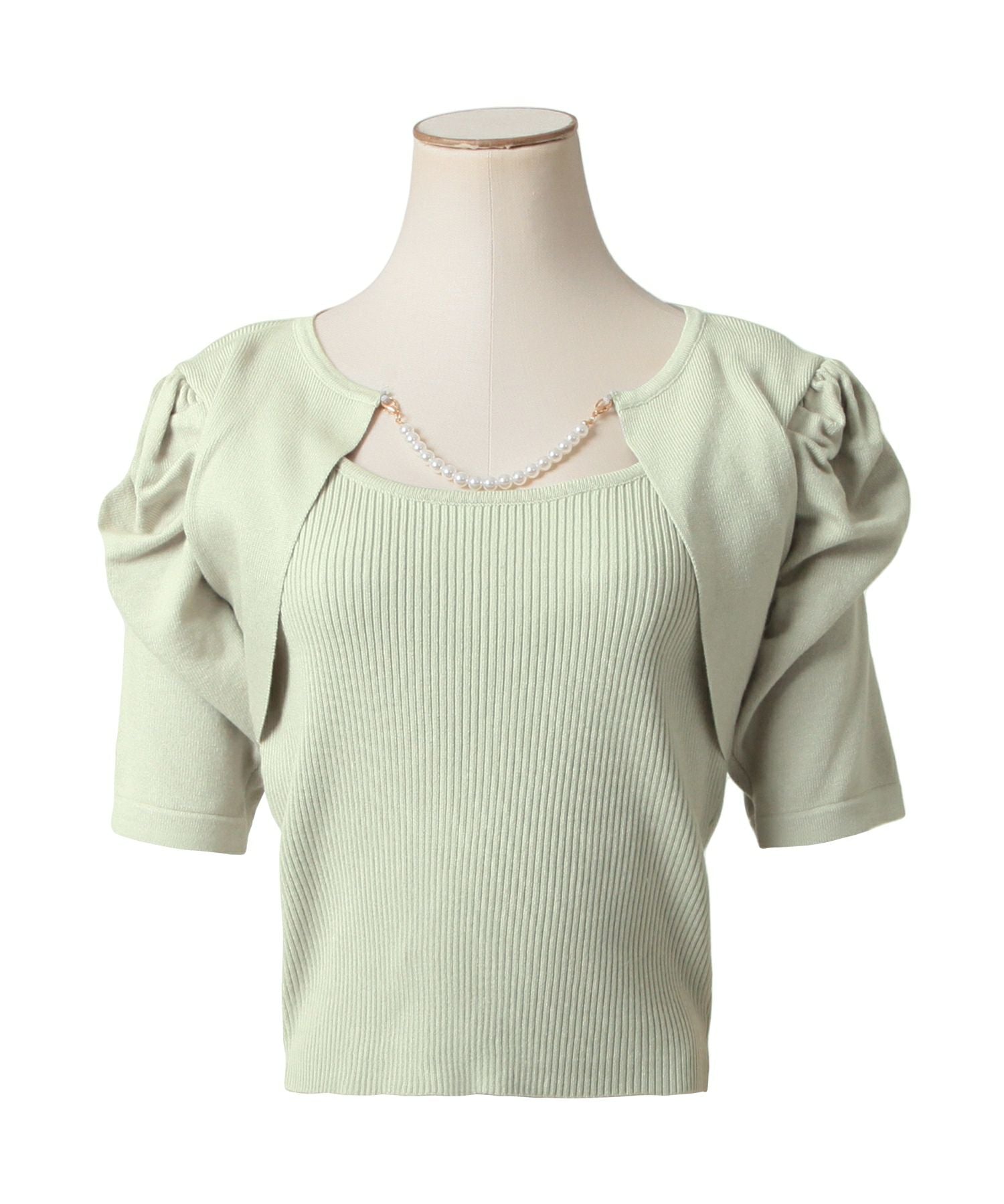 パールチェーン付きボレロ風ニットトップス JB24000