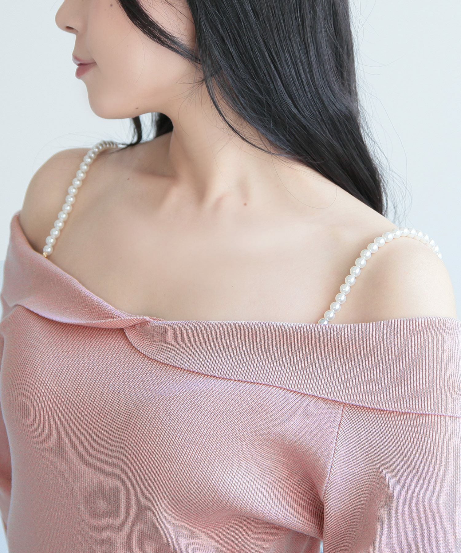 パールストラップマーメイドニットワンピース JB24006