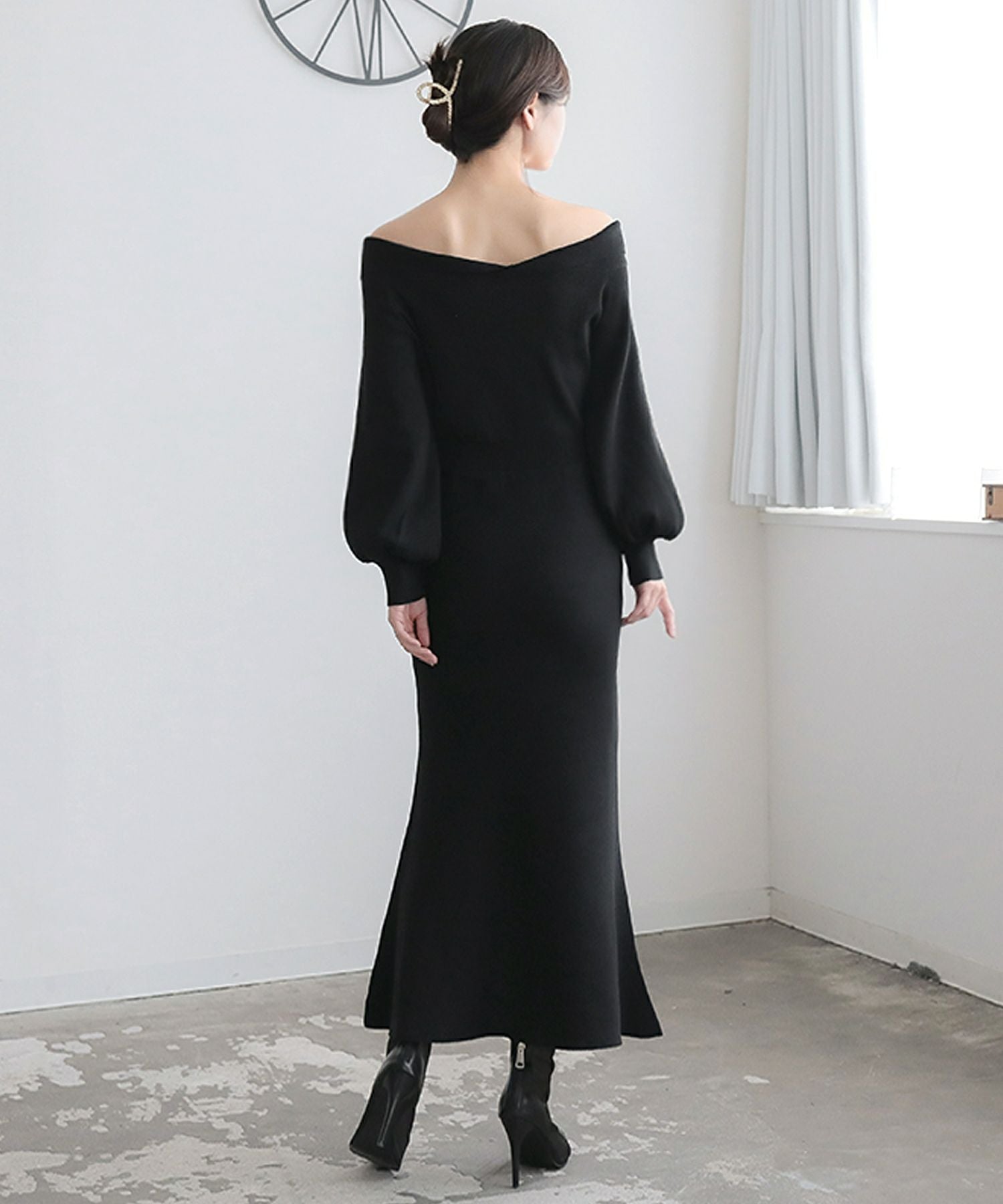 パールストラップマーメイドニットワンピース JB24006