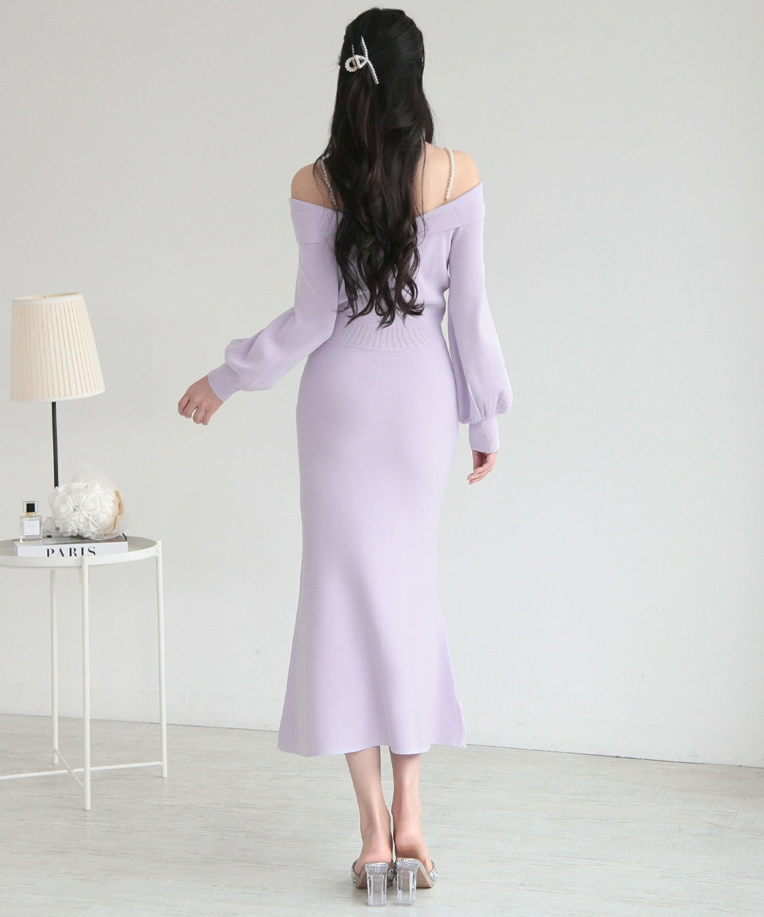 パールストラップマーメイドニットワンピース JB24006