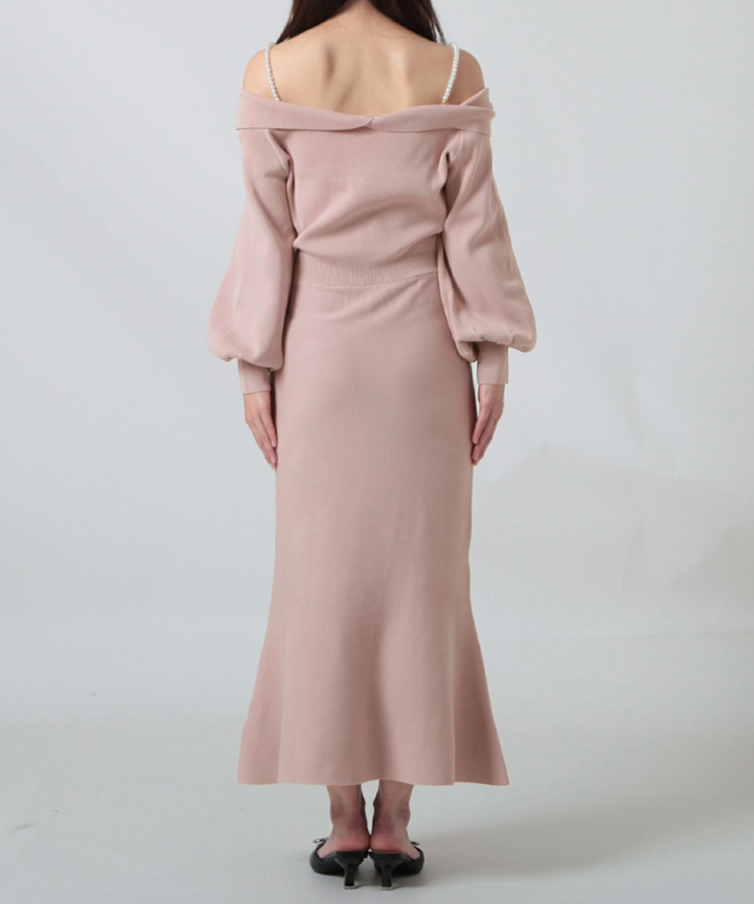 パールストラップマーメイドニットワンピース JB24006