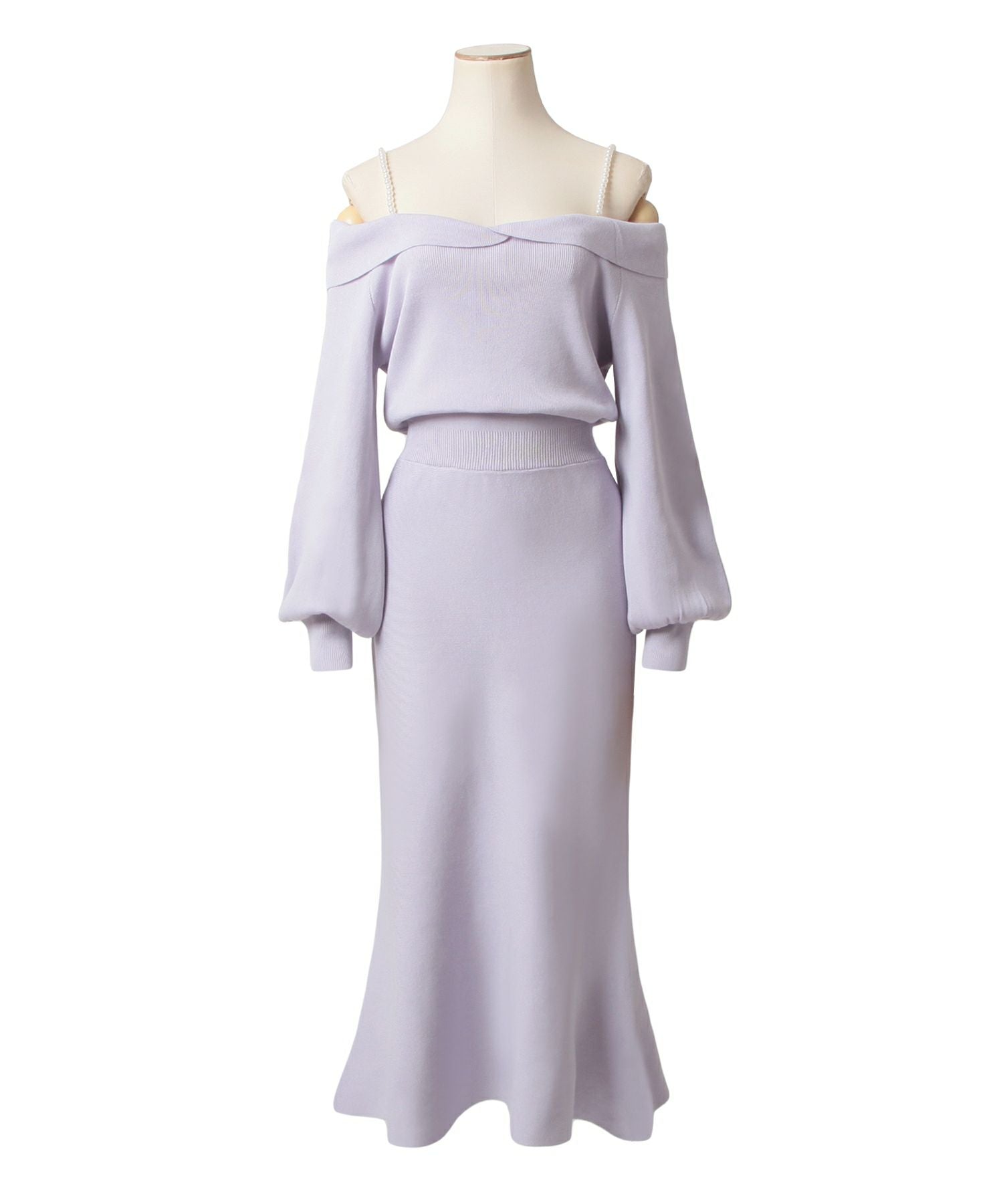 パールストラップマーメイドニットワンピース JB24006