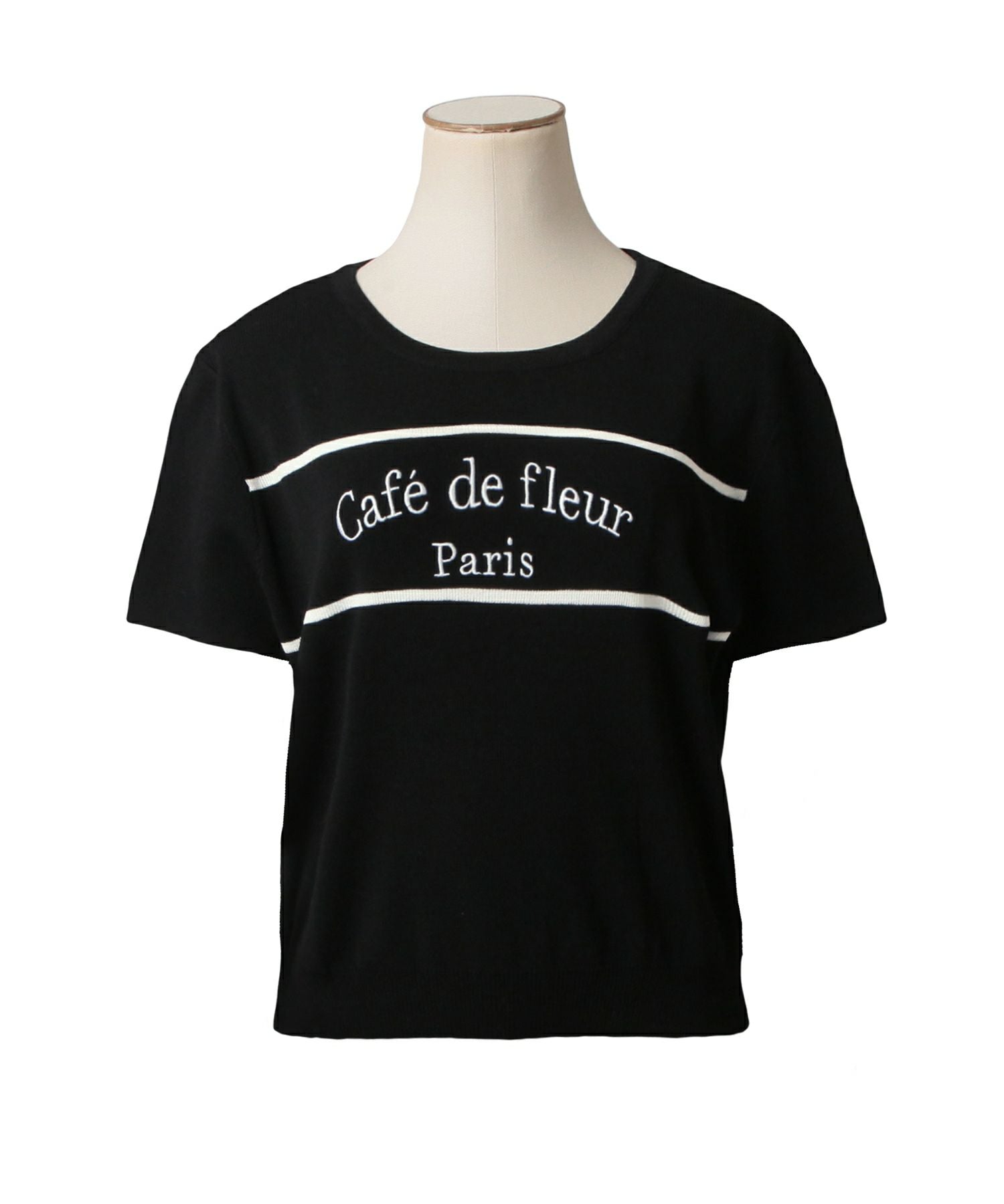 Cafe de fleurロゴ刺繍ニットトップス JB24042