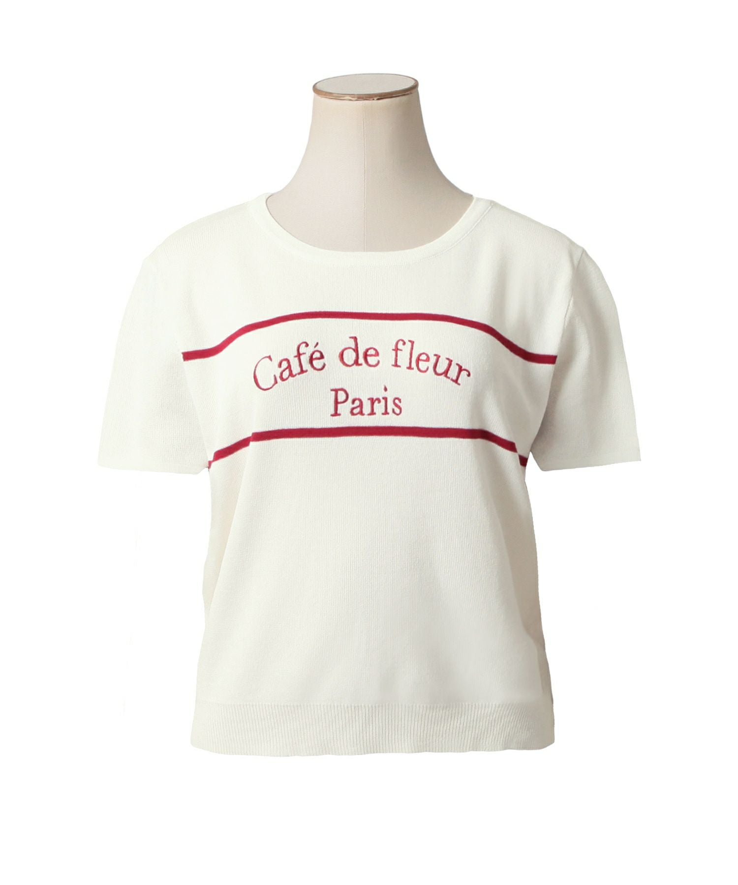 Cafe de fleurロゴ刺繍ニットトップス JB24042