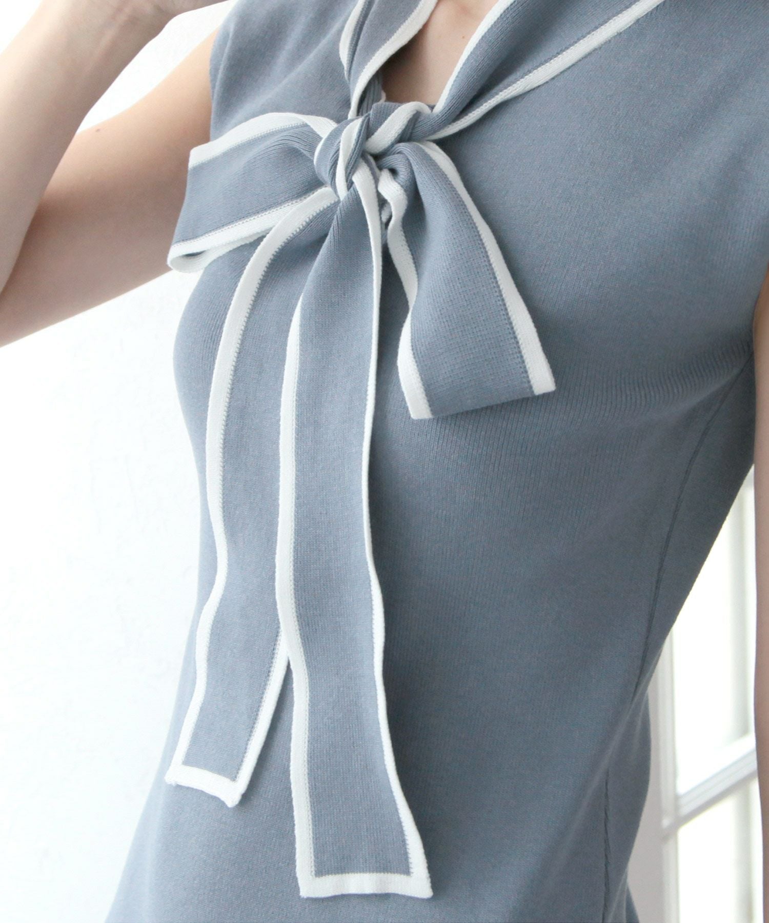 パイピングボウタイリボンニットワンピース JB24063