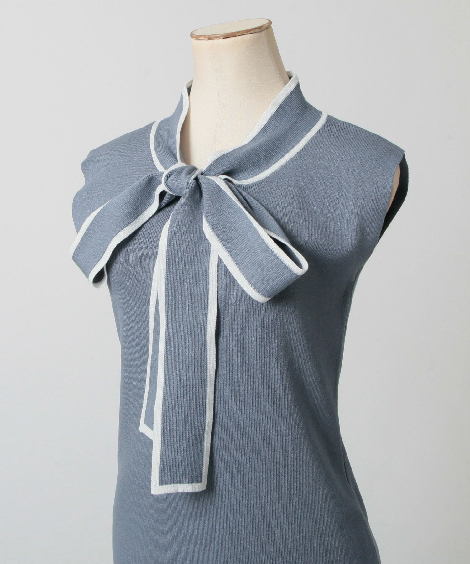 パイピングボウタイリボンニットワンピース JB24063